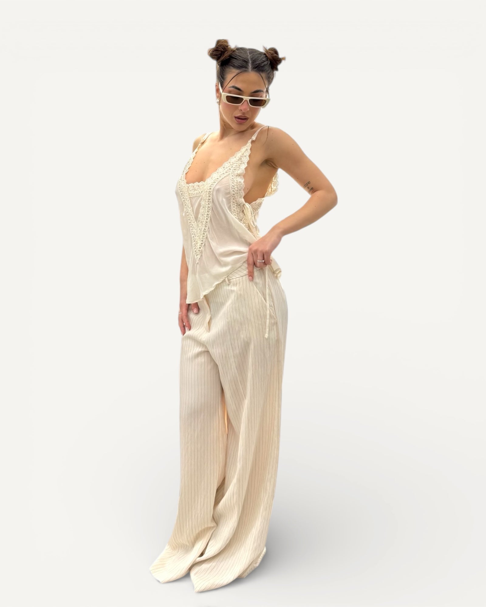 Kontatto - Pantalone Vita Bassa Gessato