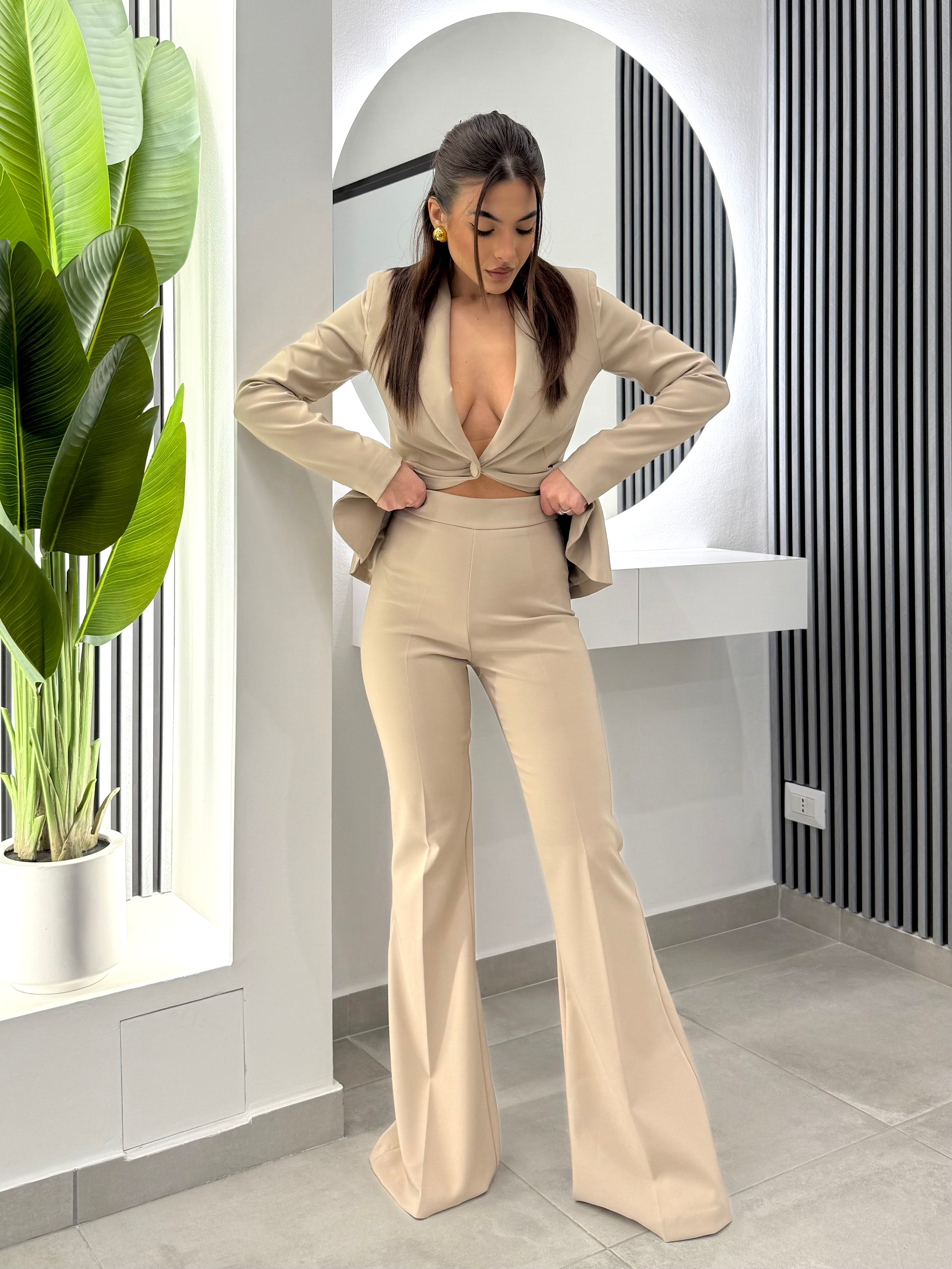 D'Elle Giulia Mastini - Pantalone Zampa Beige