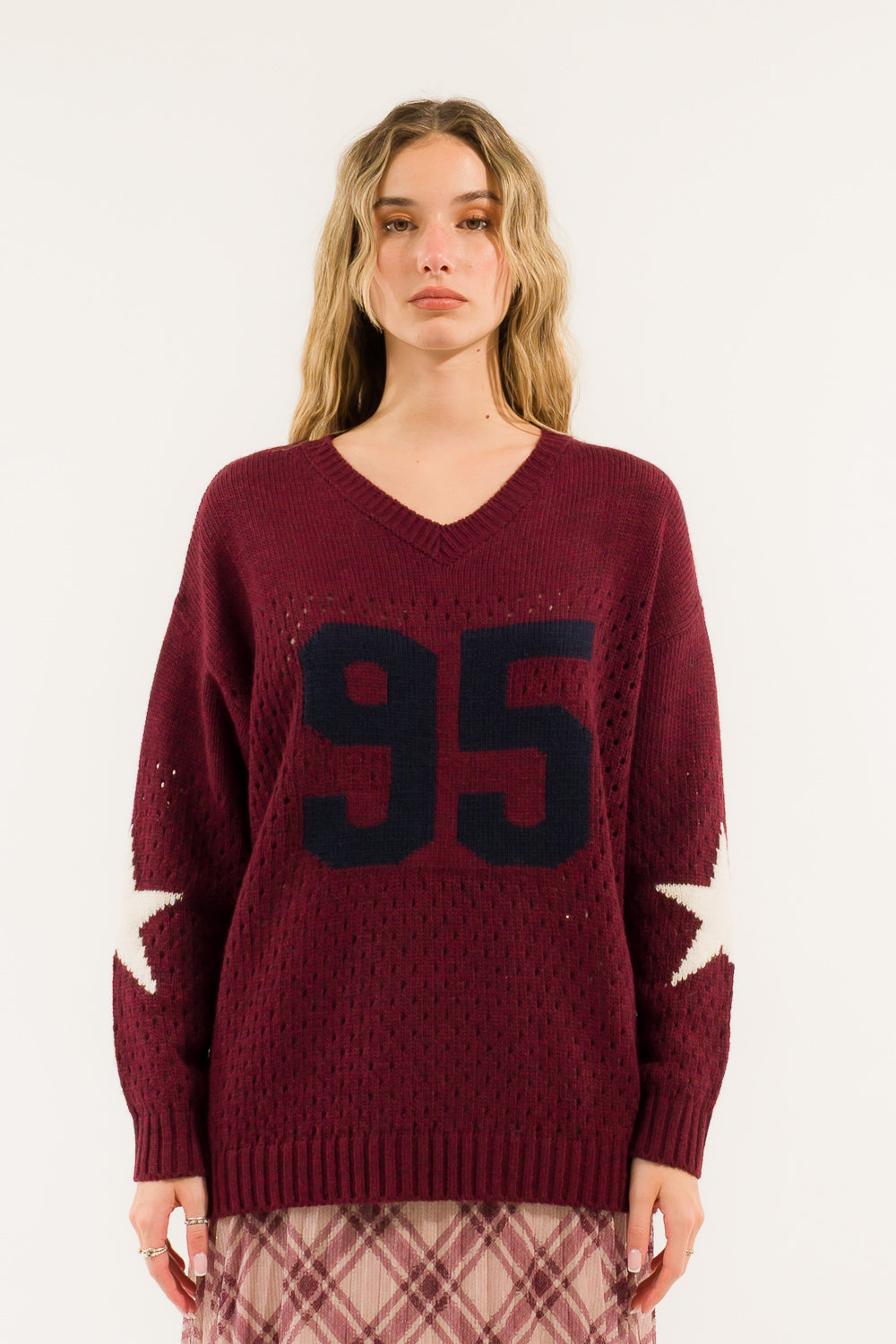 Kontatto - Maglione Scollo V Rete Numero