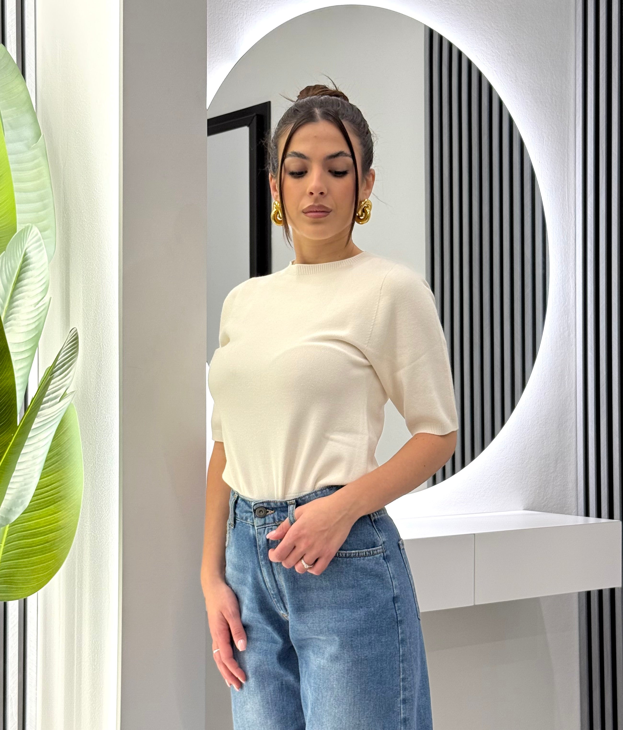 Kontatto - Girocollo Manica Corta Avorio