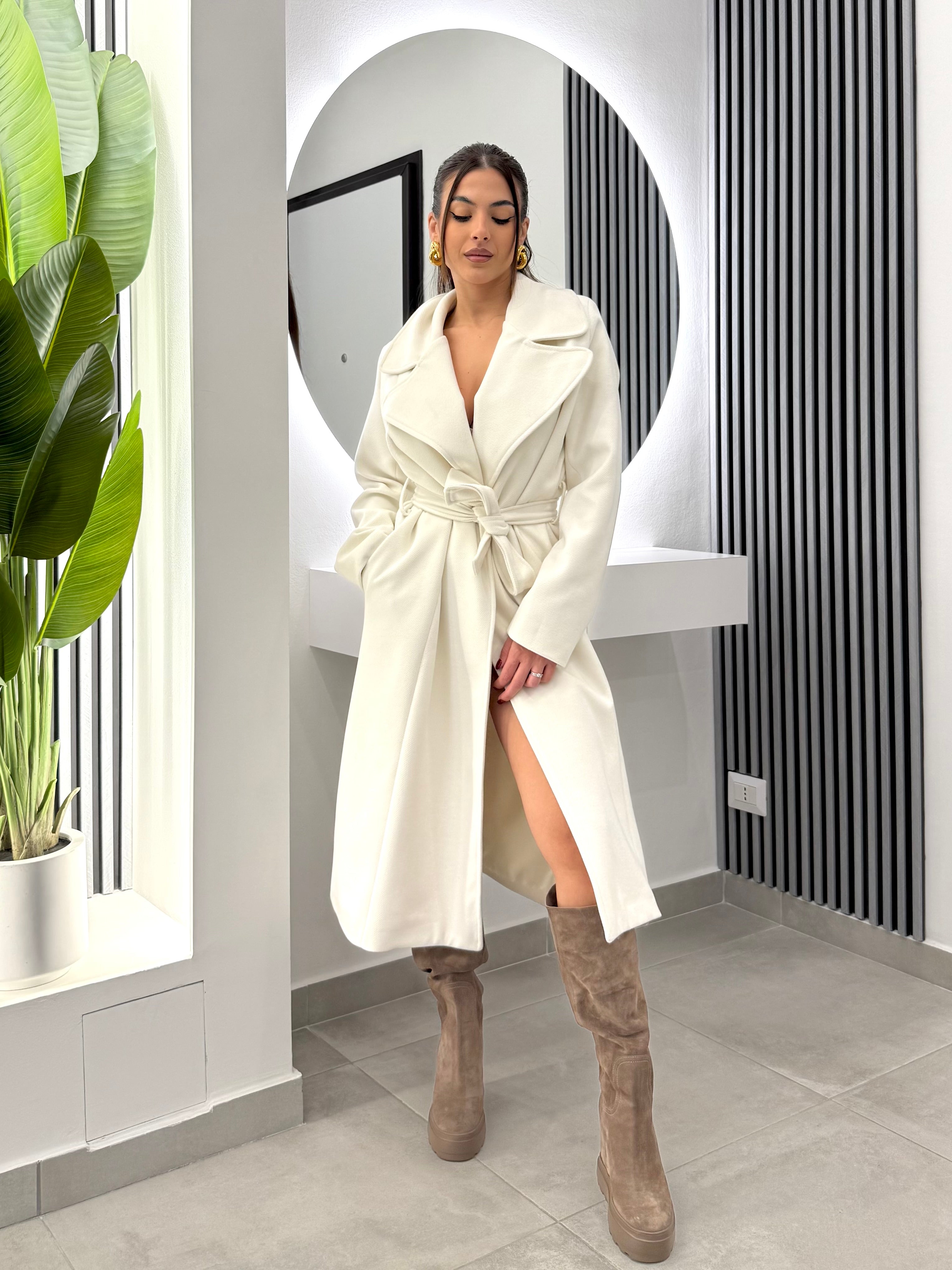 D'Elle Giulia Mastini - Cappotto Con Cintura Panna