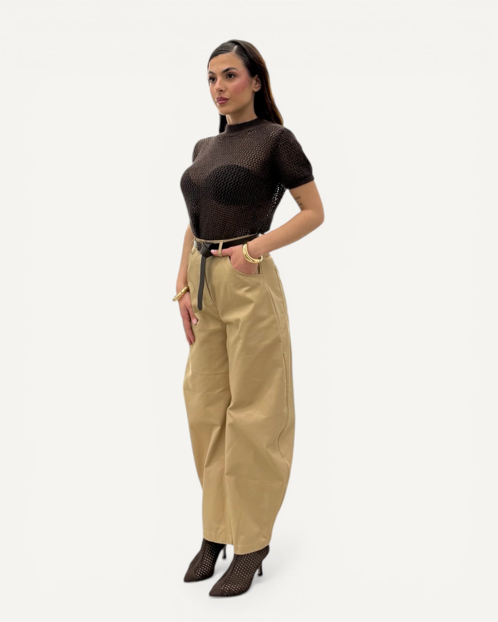 KikiSix - Pantalone Carrot Beige