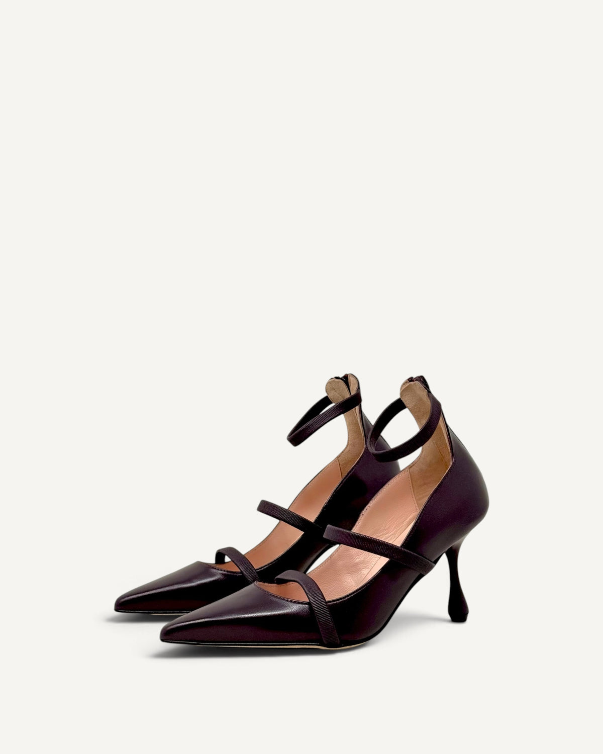 Anna F - Décolleté in Pelle Bordeaux con Cinturini