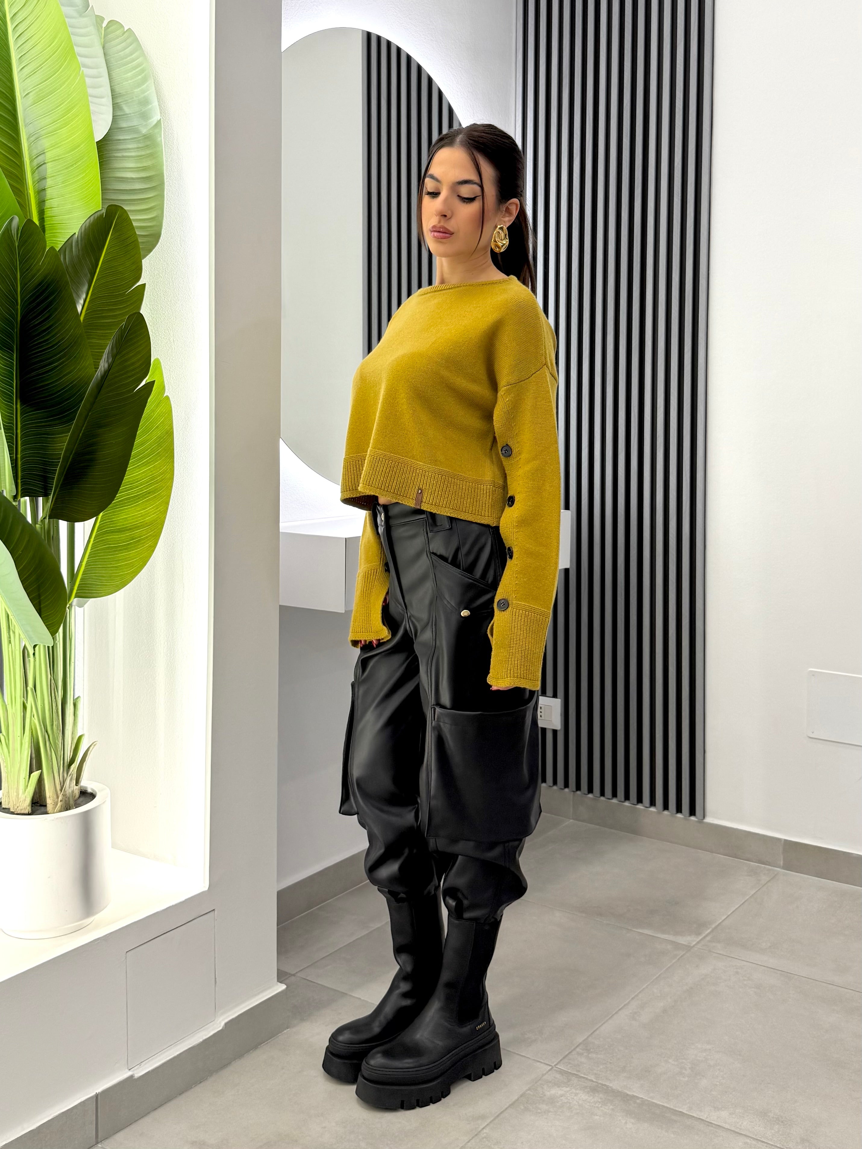 Club Crochet - Maglia Crop Senape