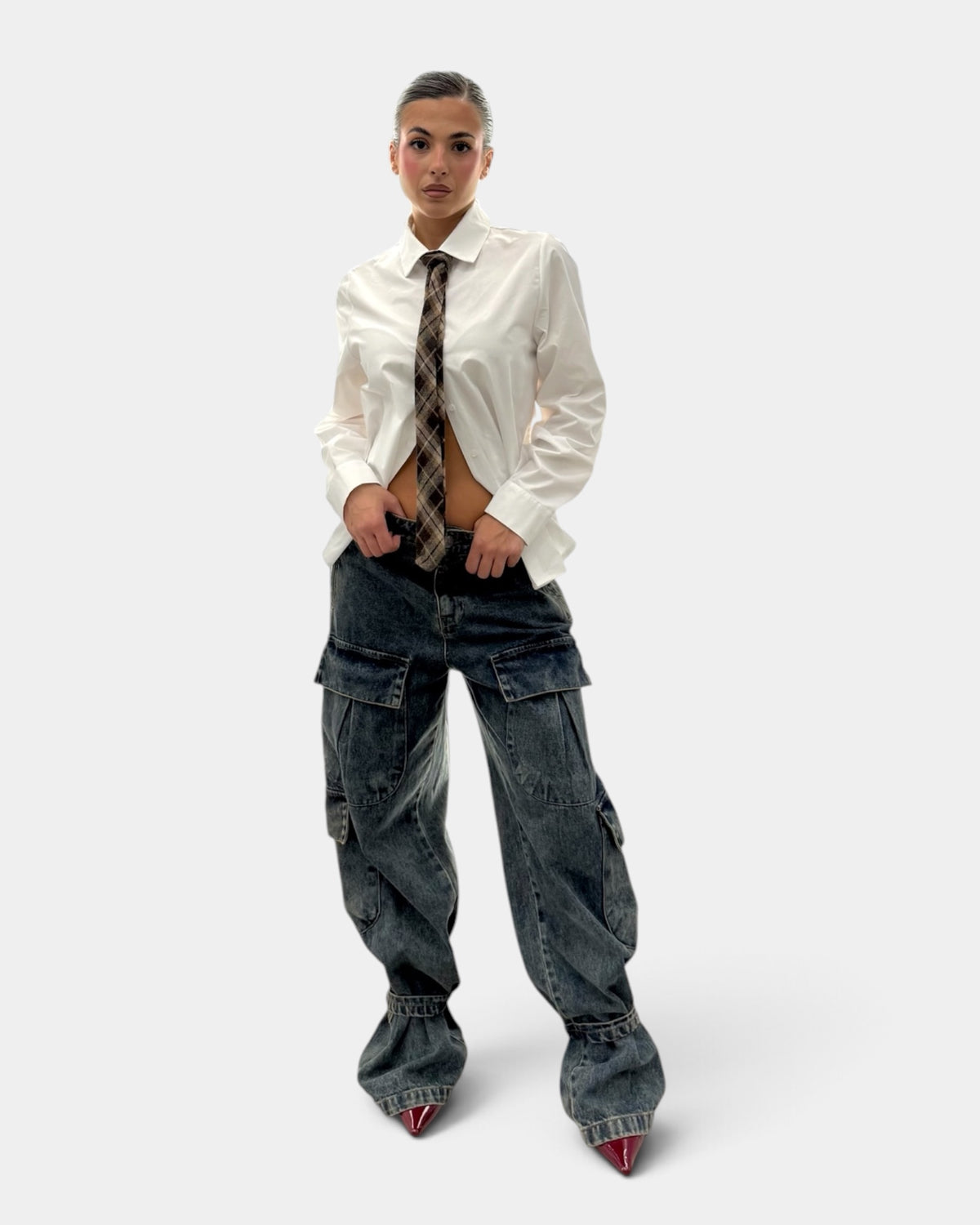 Silence Limited - Jeans Cargo Denim Sabbiato