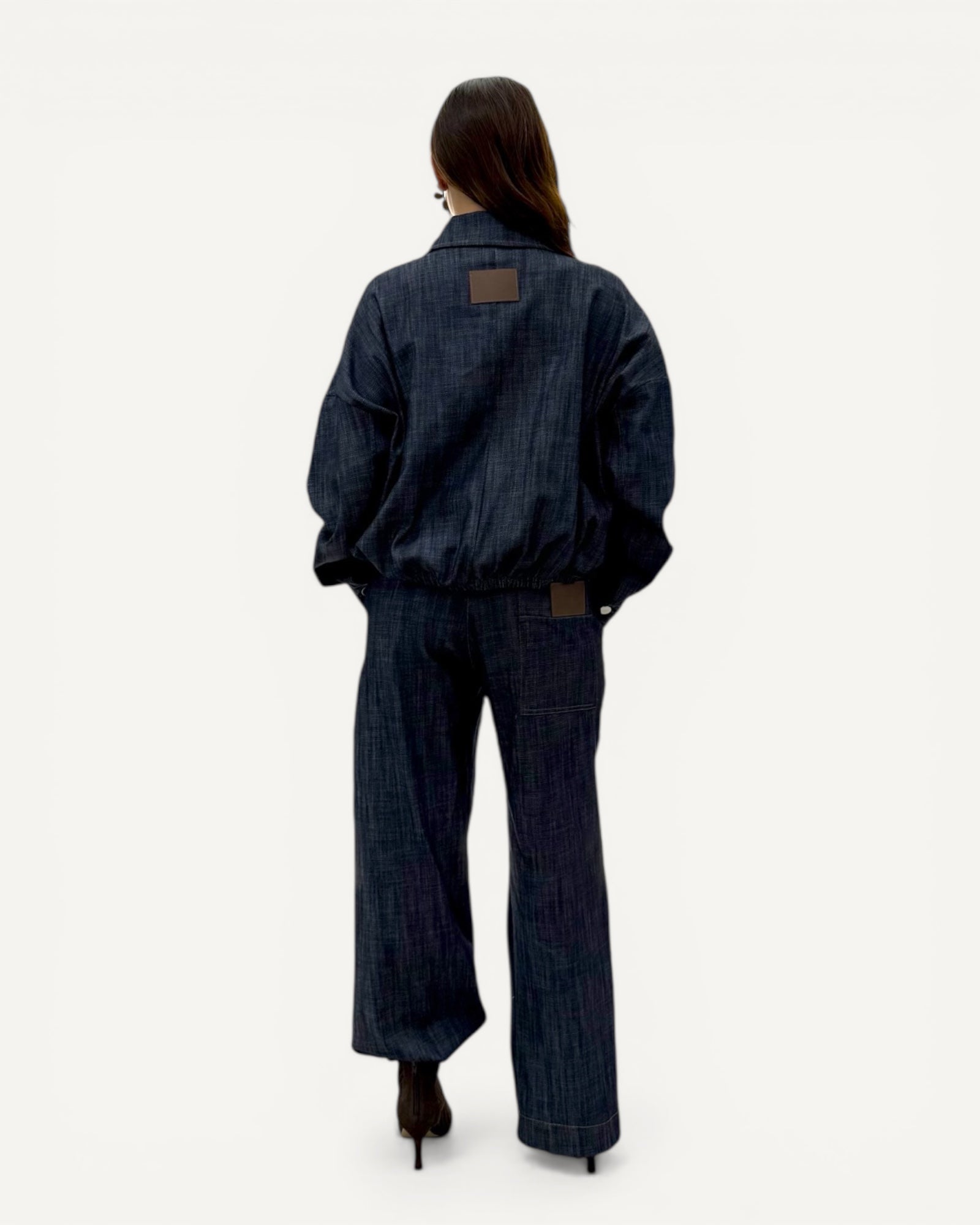 KikiSix - Pantalone Palazzo Denim Scuro