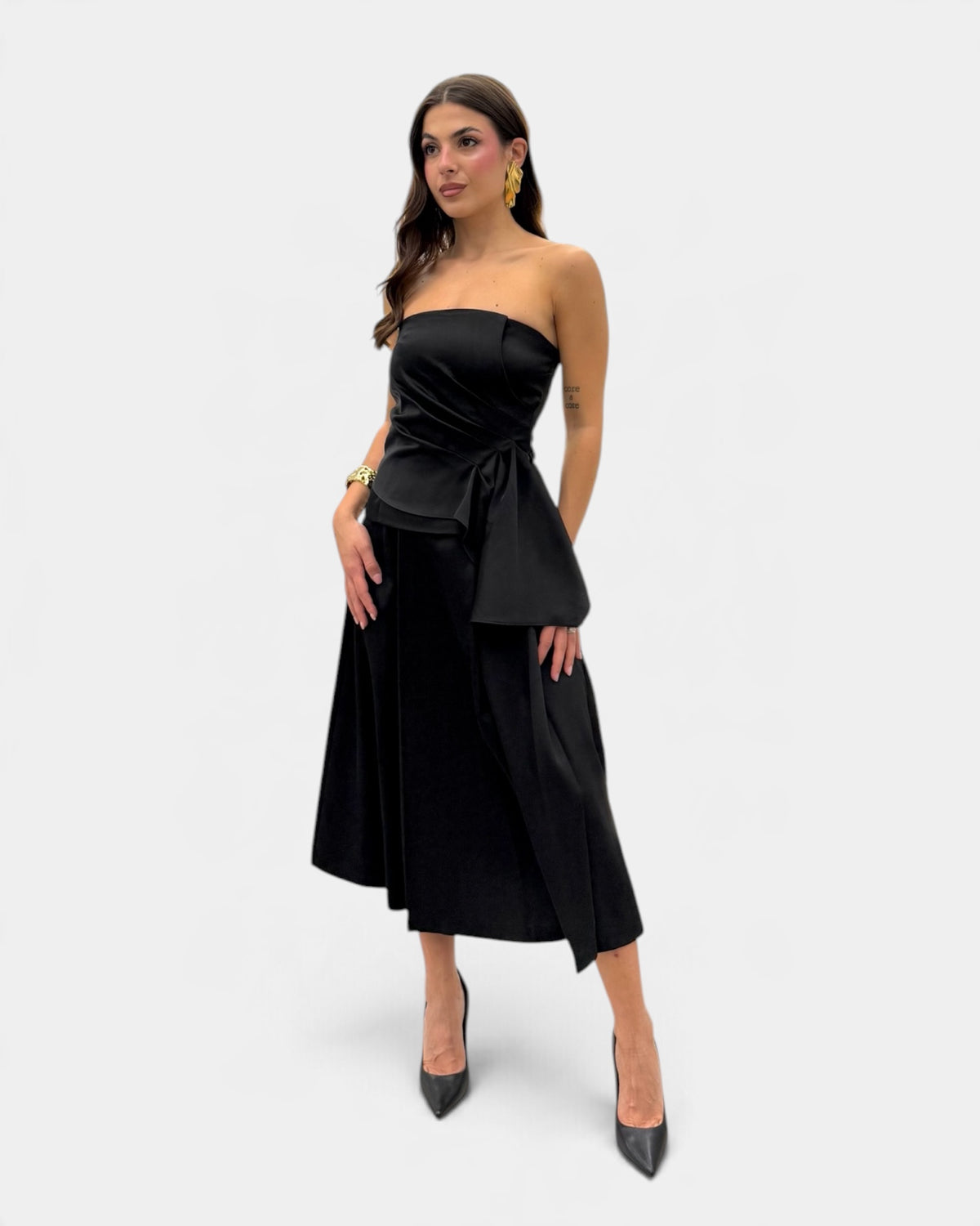 Koralline - Top Bustier in Raso Nero