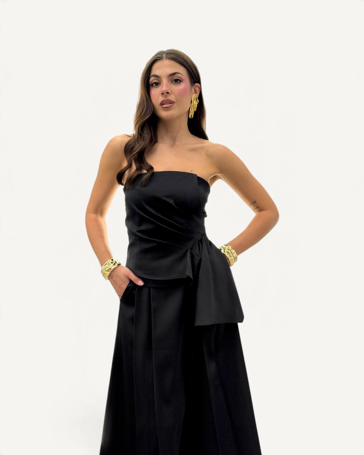 Koralline - Top Bustier in Raso Nero