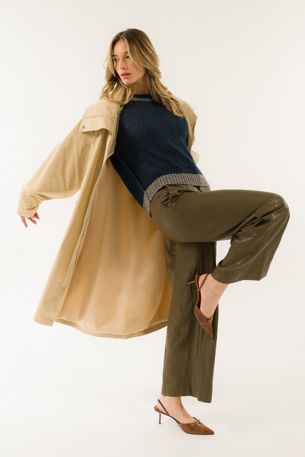 Kontatto - Pantalone Uomo Ecopelle Militare