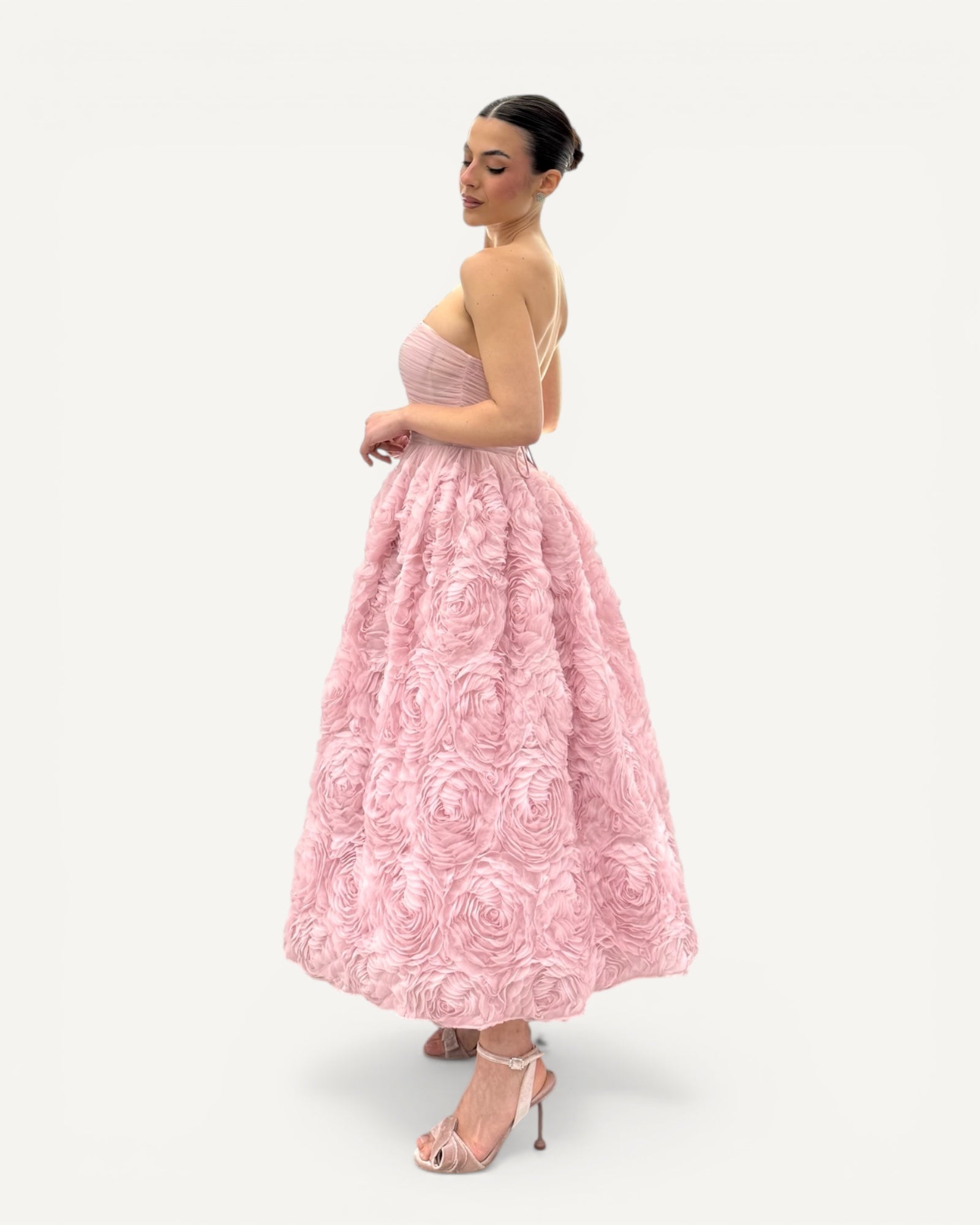 No Secrets - Abito Midi con Rose e Tulle