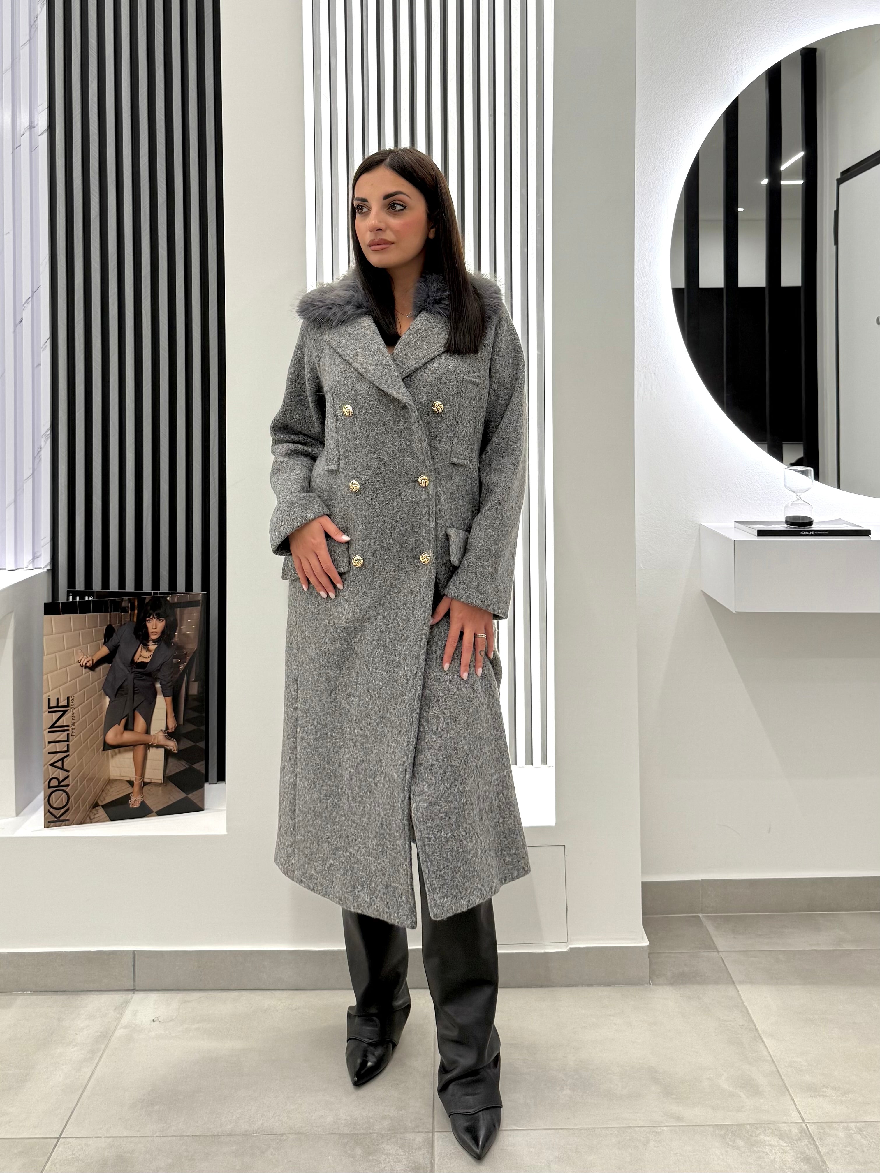 Koralline - Cappotto Collo Pelliccia