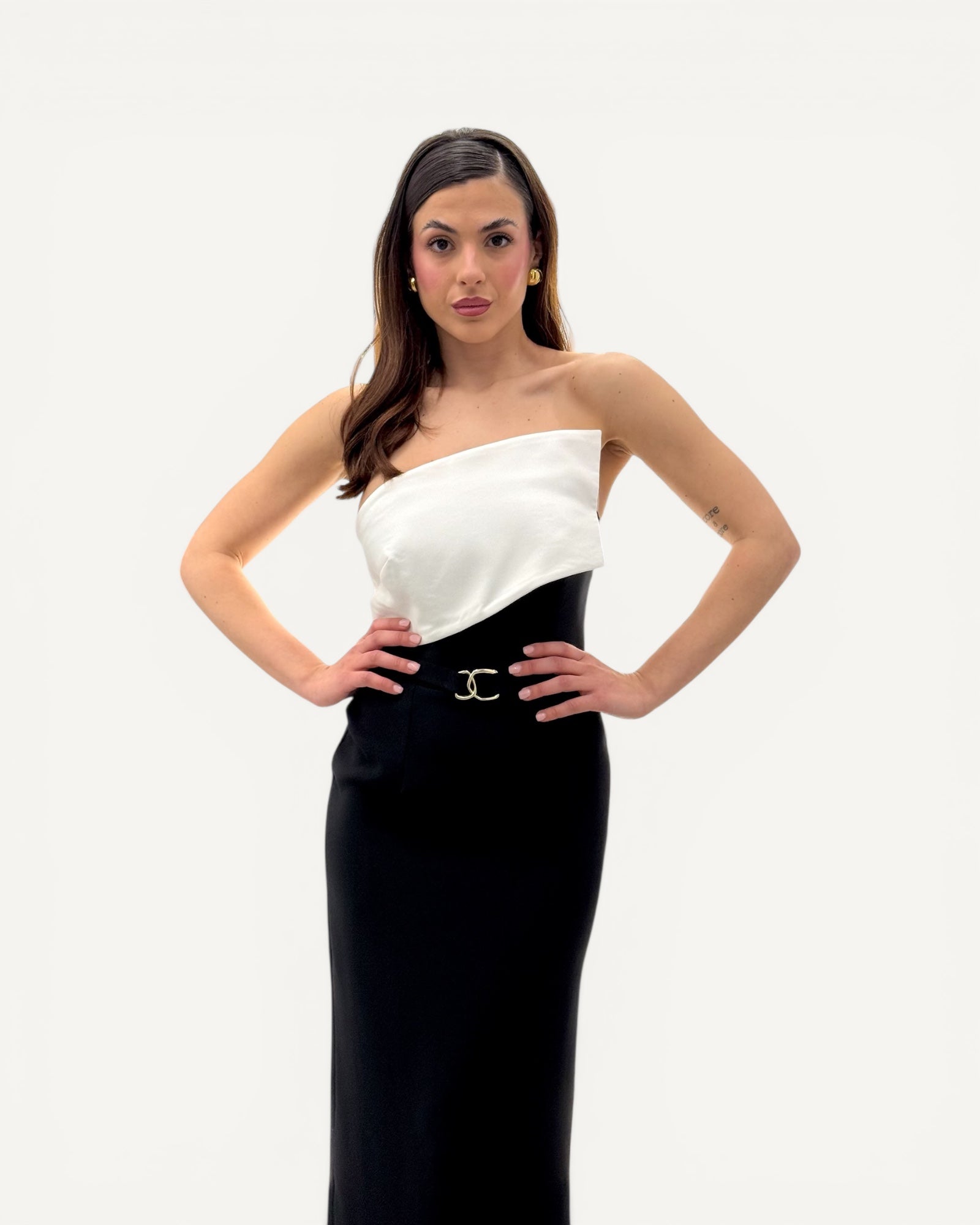 Hanita Couture - Tubino Nero Rever Bianco