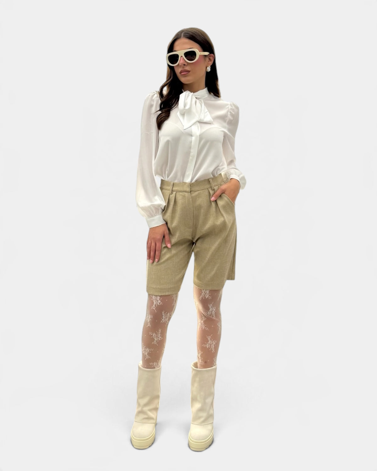 Koralline - Bermuda con Doppie D Beige