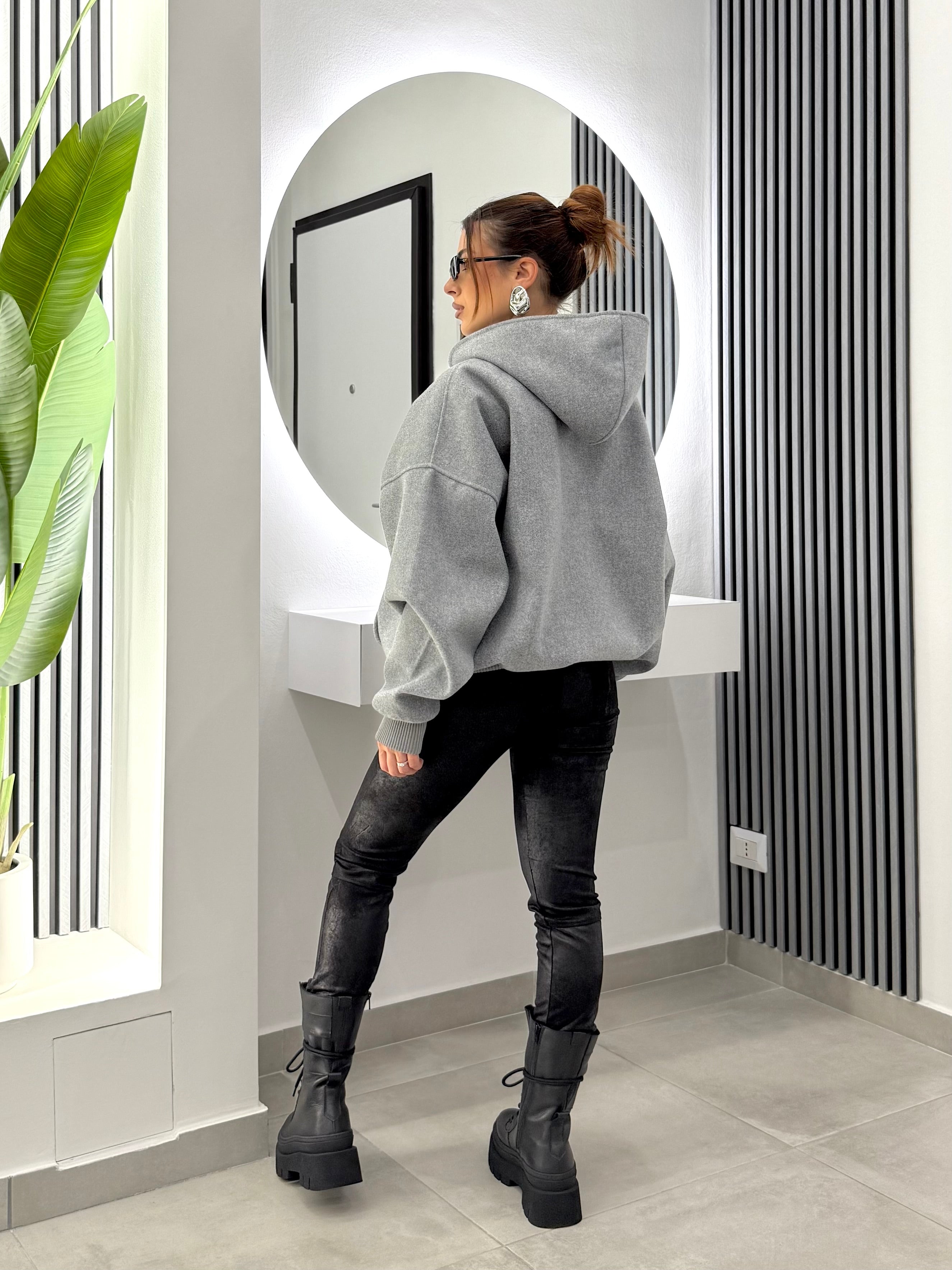 D'Elle Giulia Mastini - Pantalone Sigaretta Effetto Pelle Nero