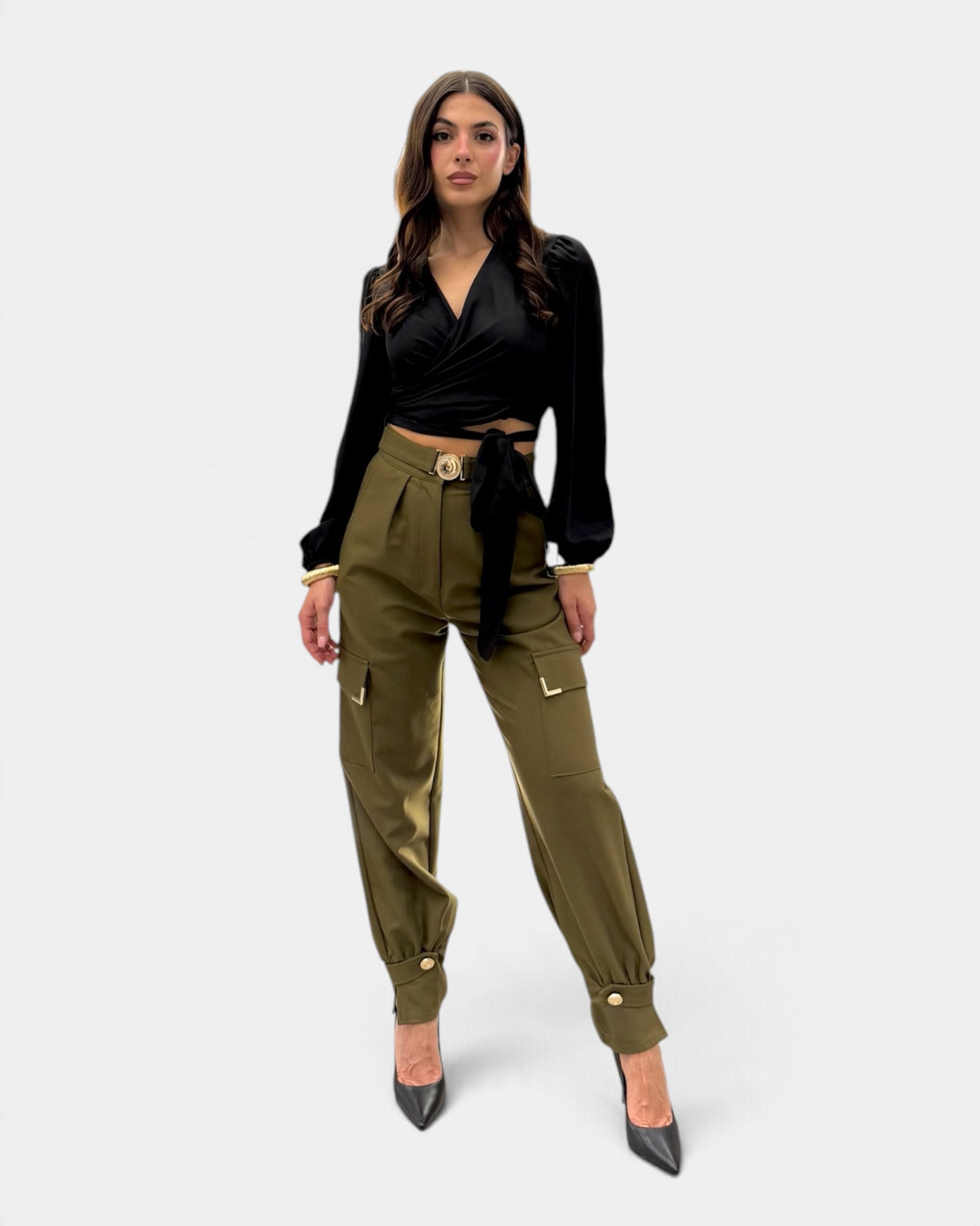 Koralline - Blusa Incrociata Nera
