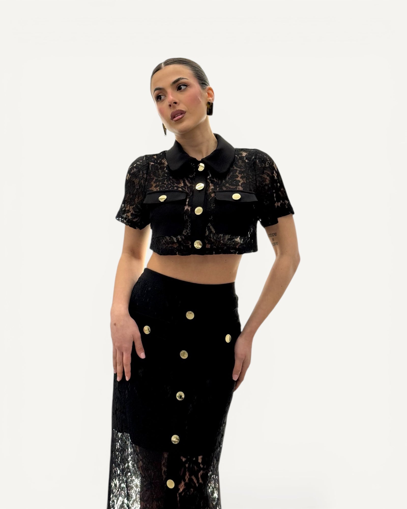 No Secrets - Camicia Crop Pizzo