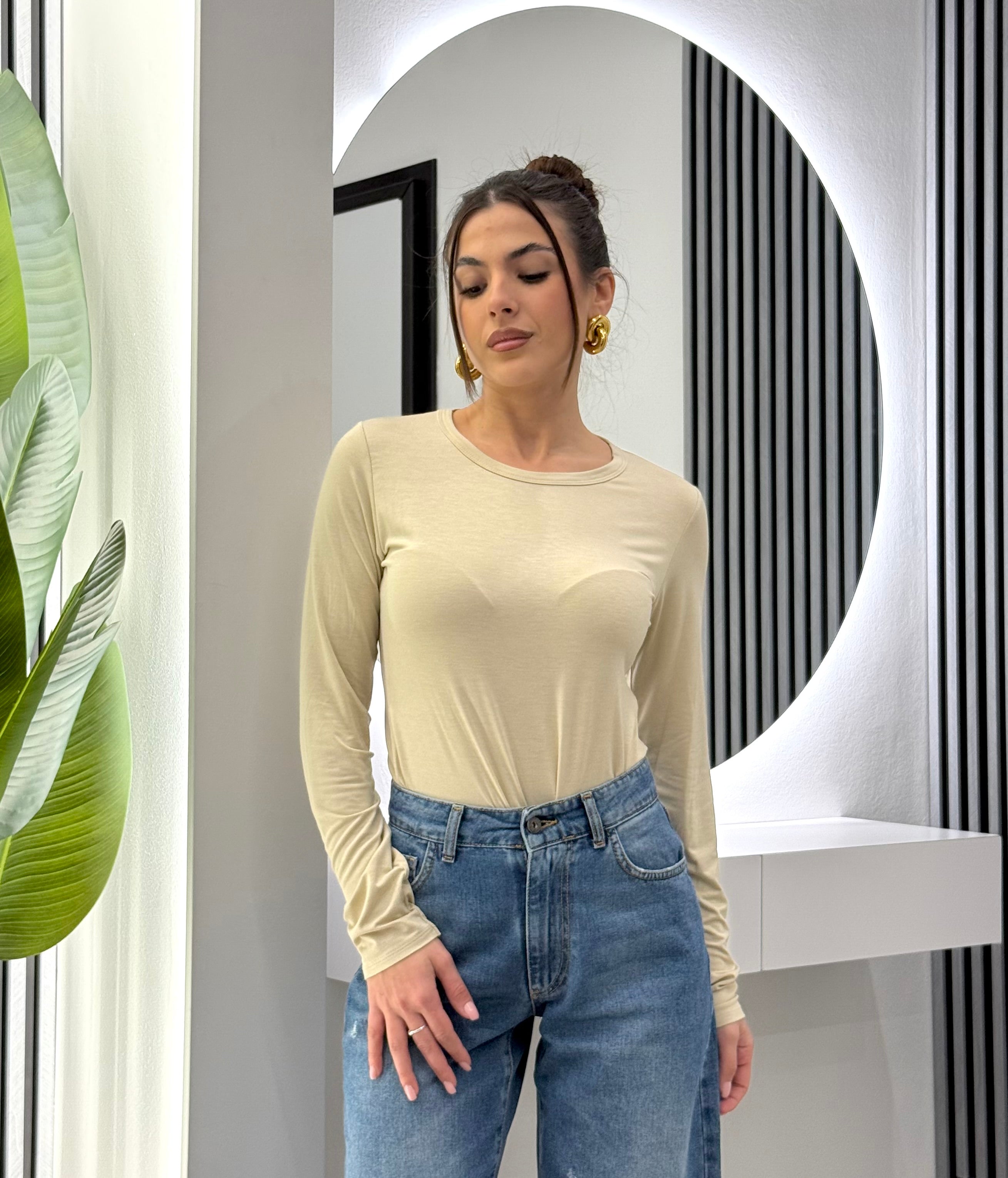 Kontatto - Girocollo Maniche Lunghe Beige