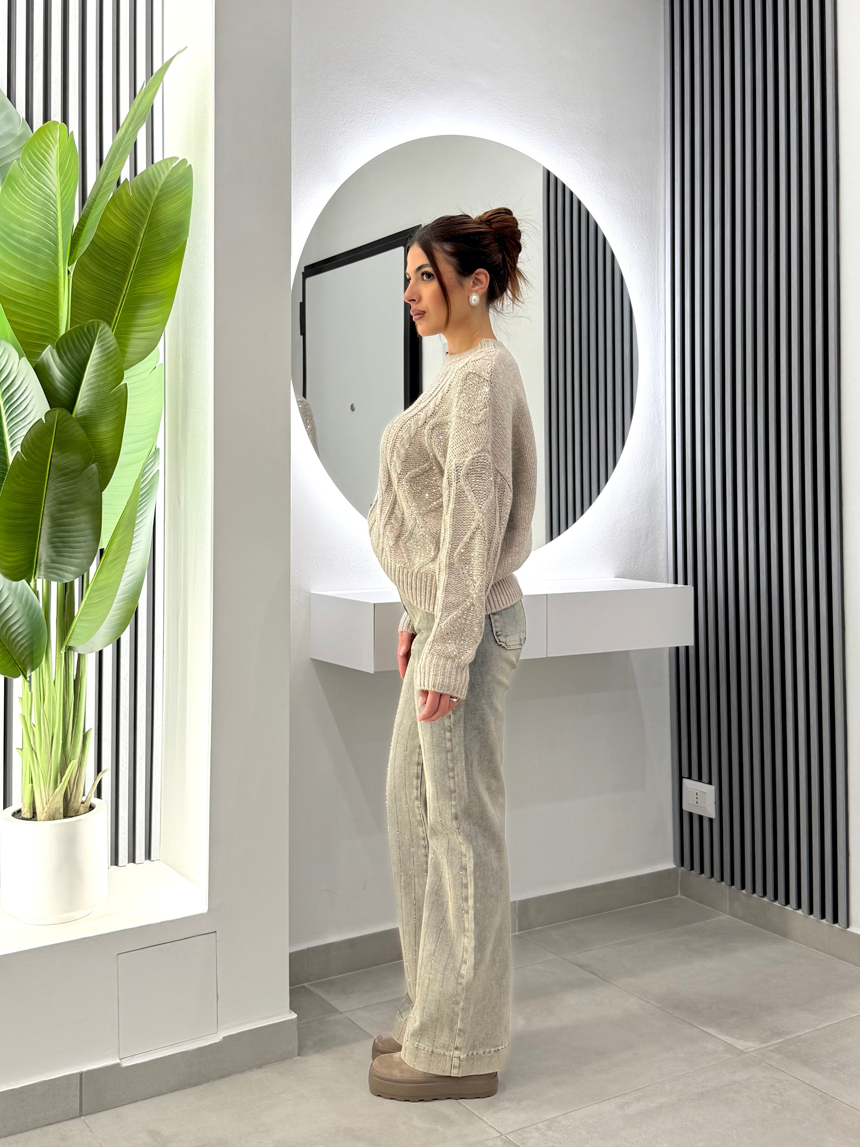 No Secrets - Jeans Righe Diamanti