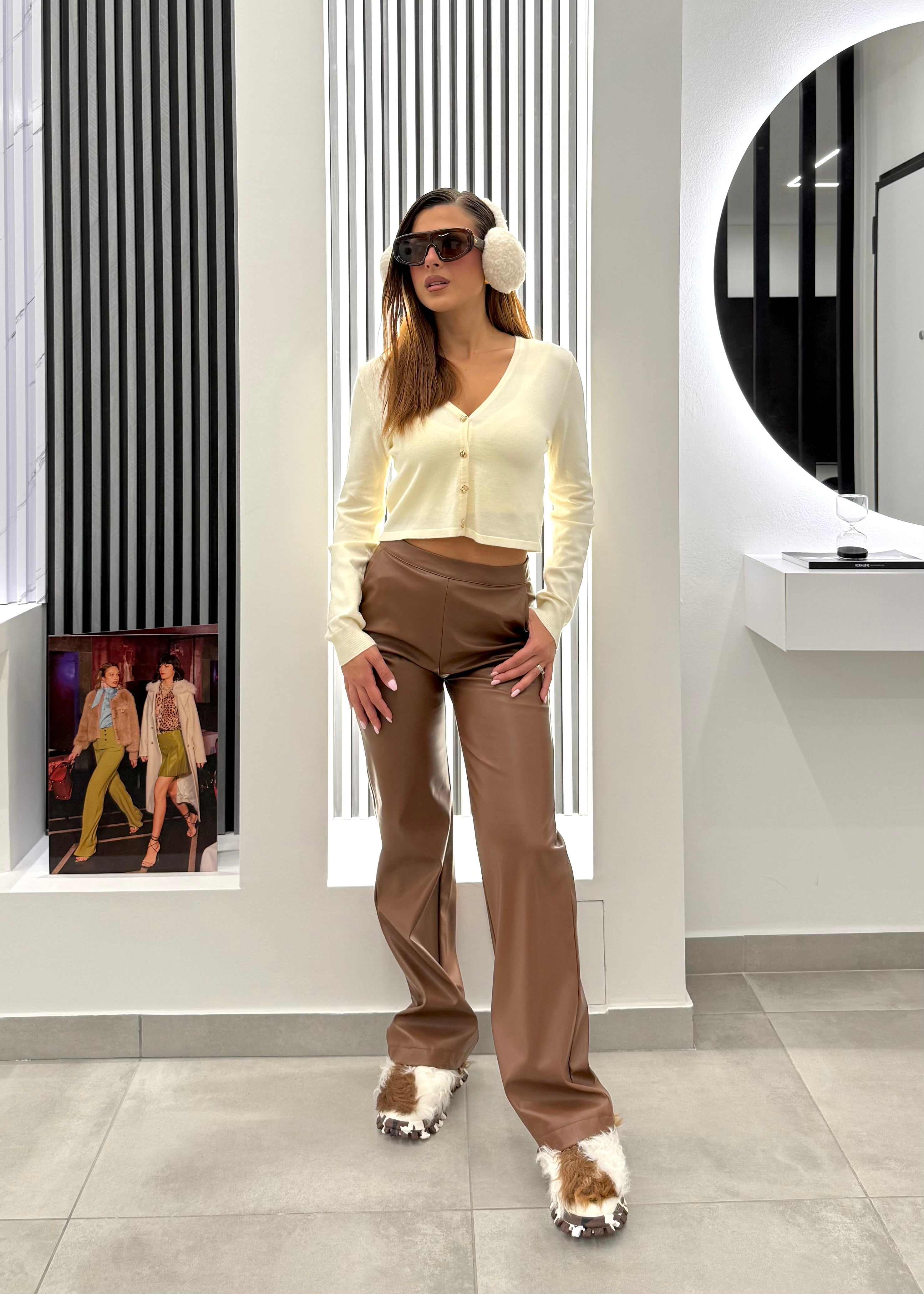 No Secrets - Pantalone Similpelle Cammello