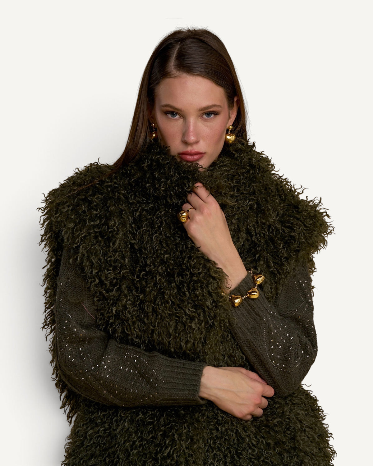 No Secrets - Gilet Simil Mongolia Verde Olio