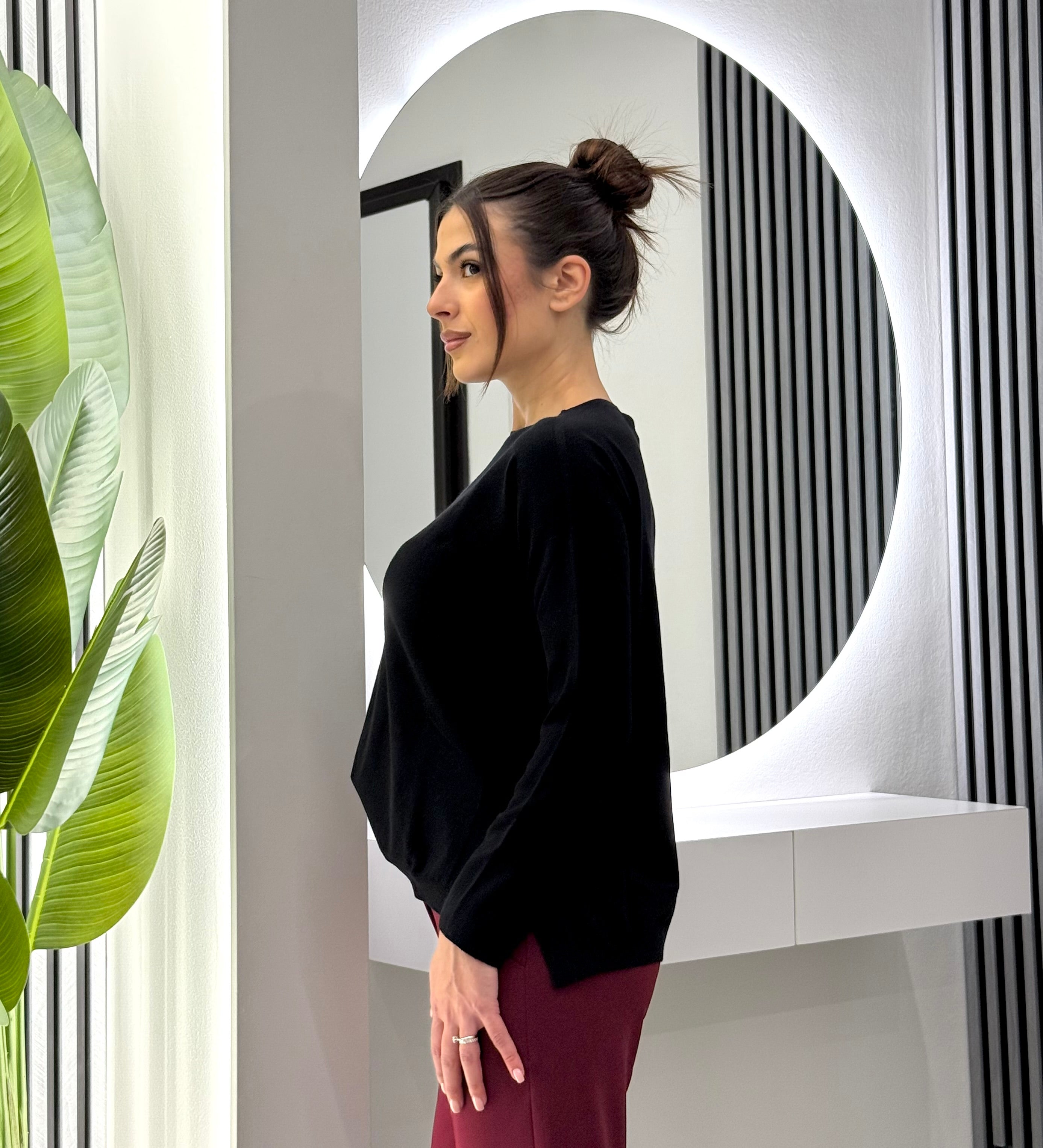 Kontatto - Maglia Spacchi Laterali Nera