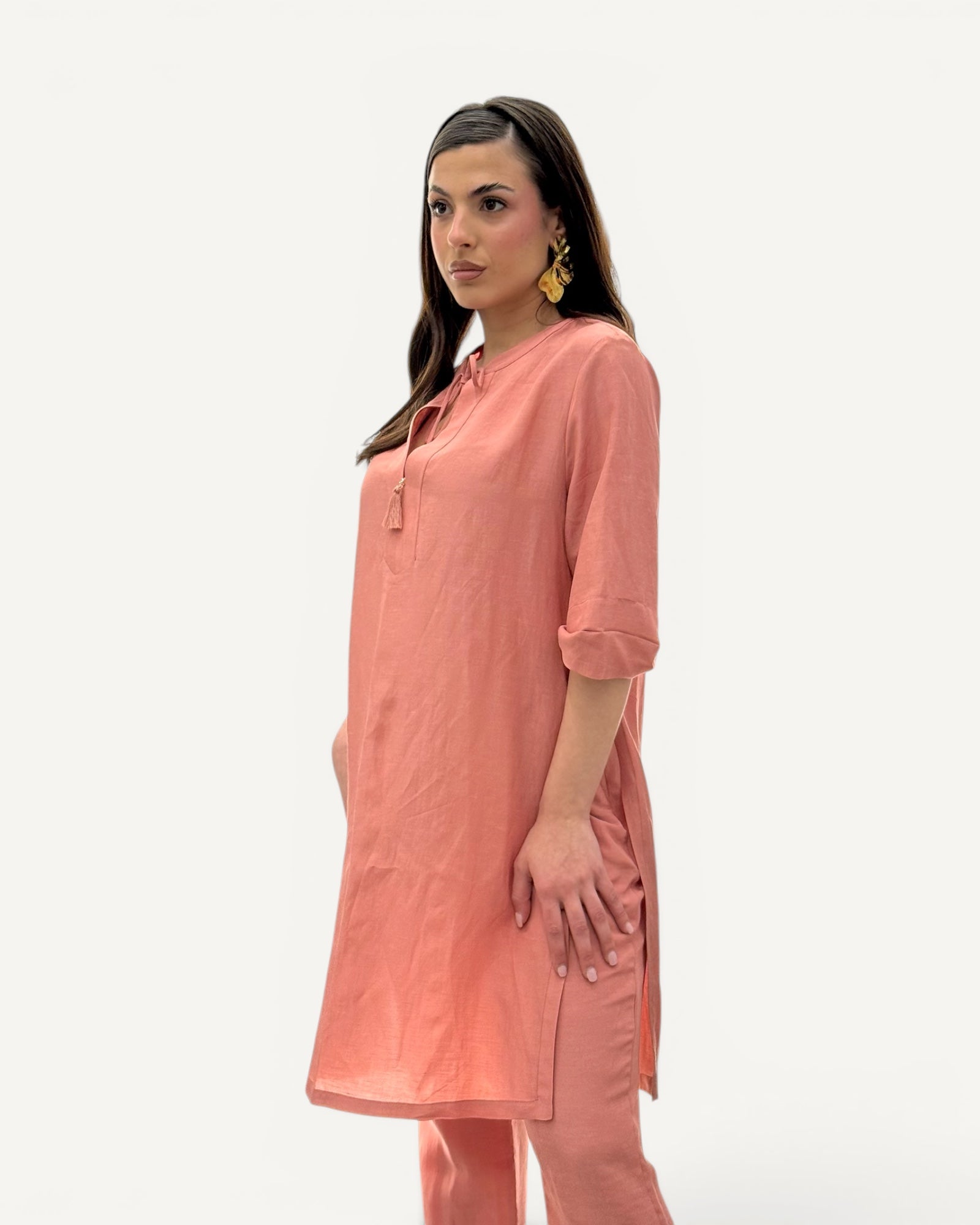 Hanita Couture – Blusa Larga Velvet Corallo Scollo V