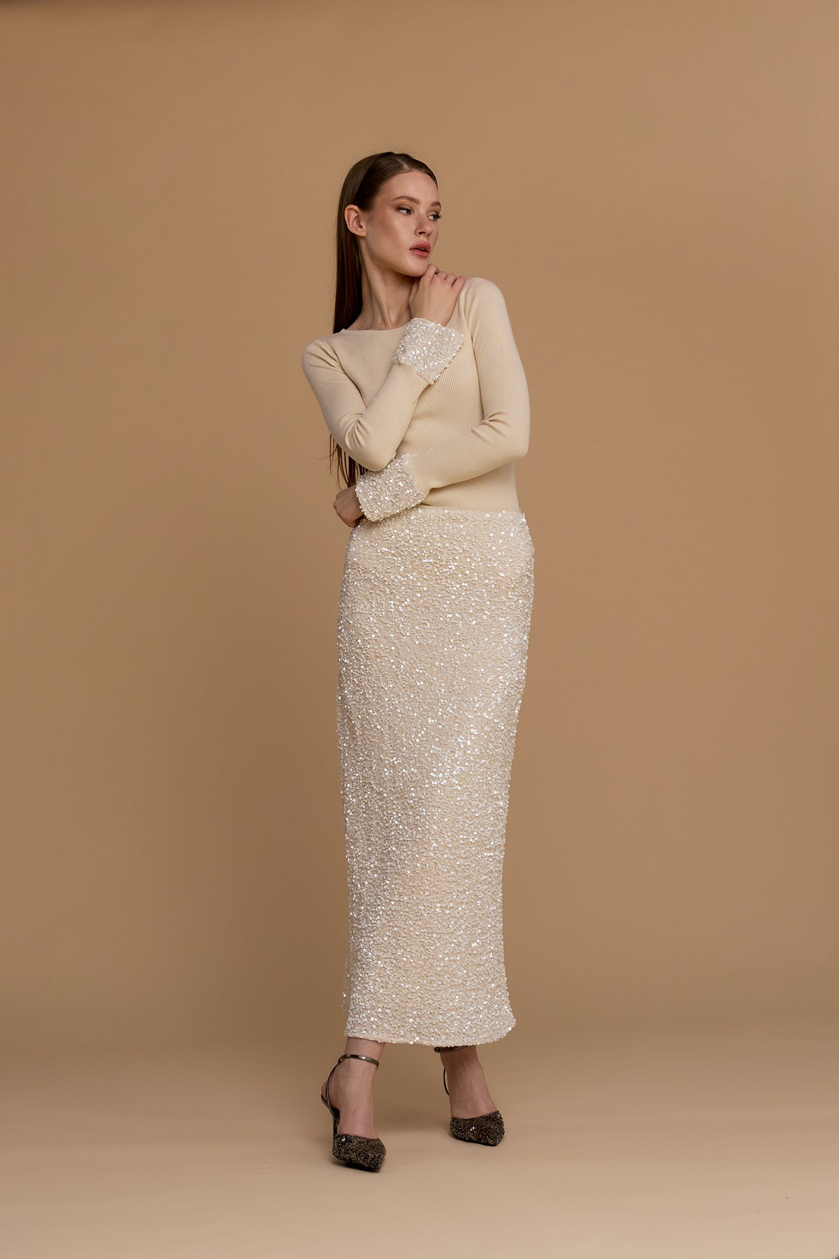 No Secrets - Maglia Manicotti Paillettes