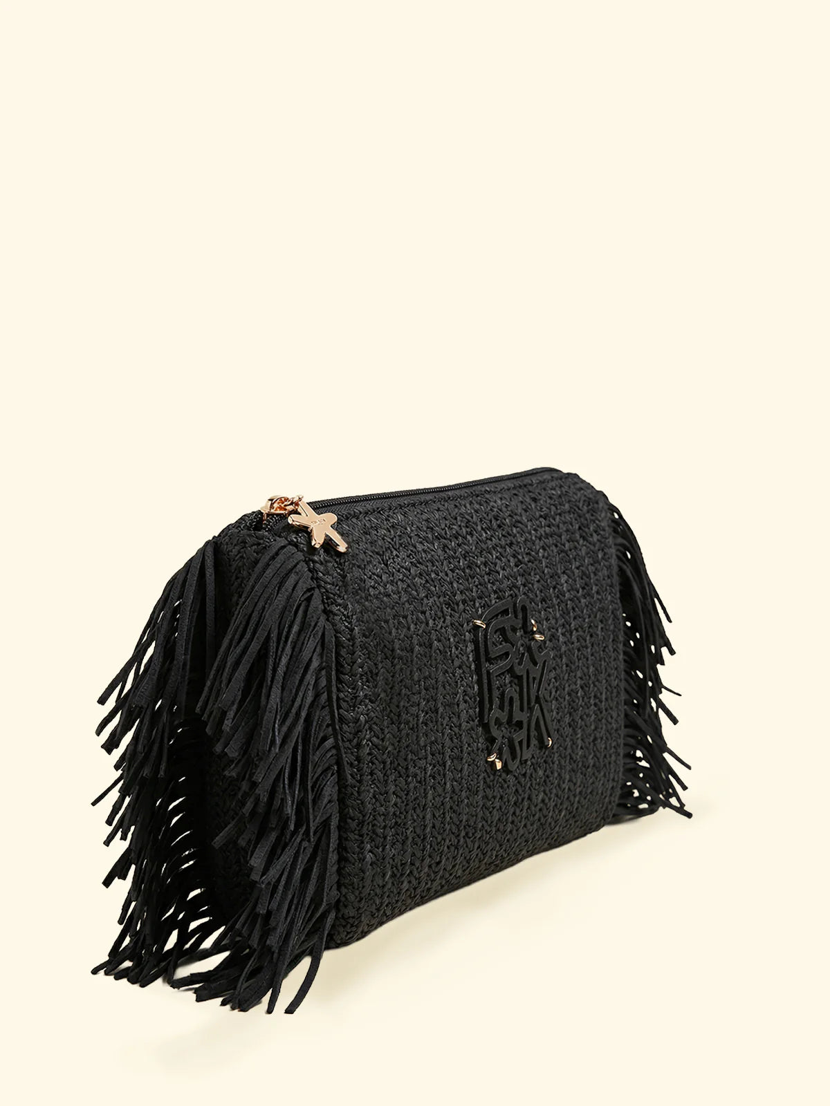 F**K - Maxi Pochette Paglia Frange e Zip SW0050-BK