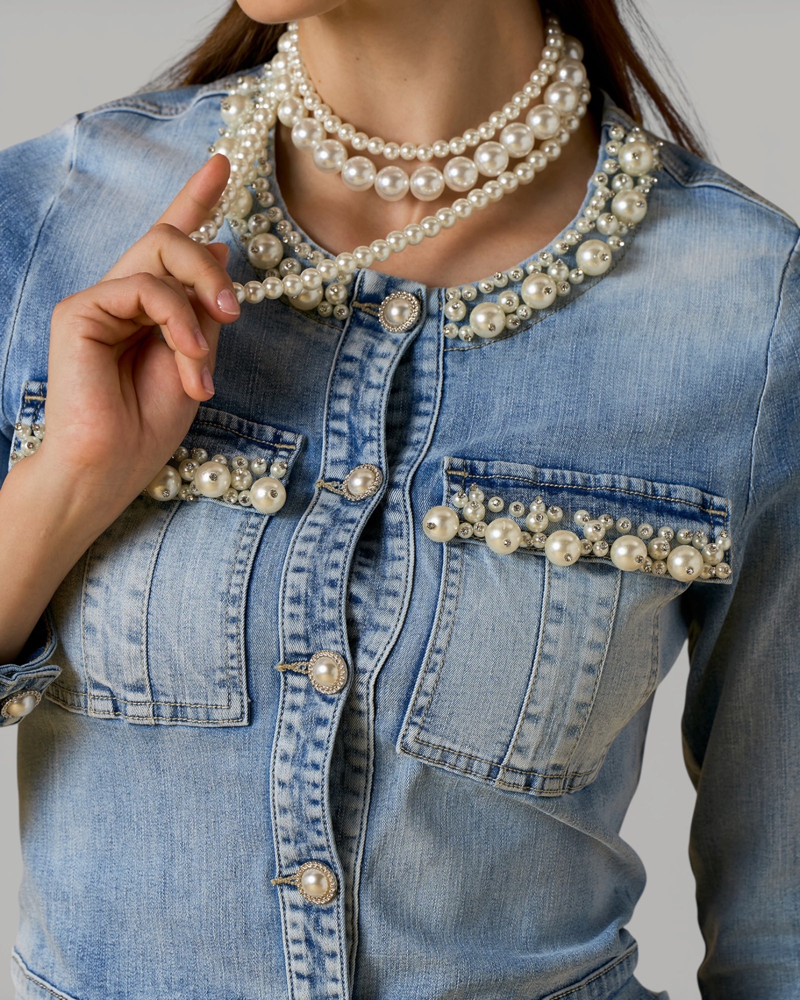 No Secrets - Giubbino Denim Perle