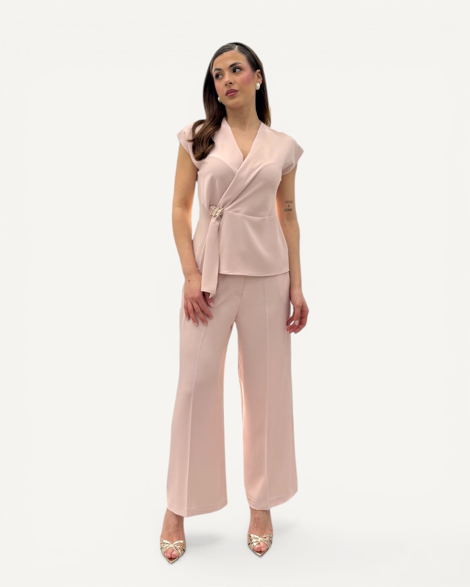 Hanita Couture - Blusa Accessorio Oro