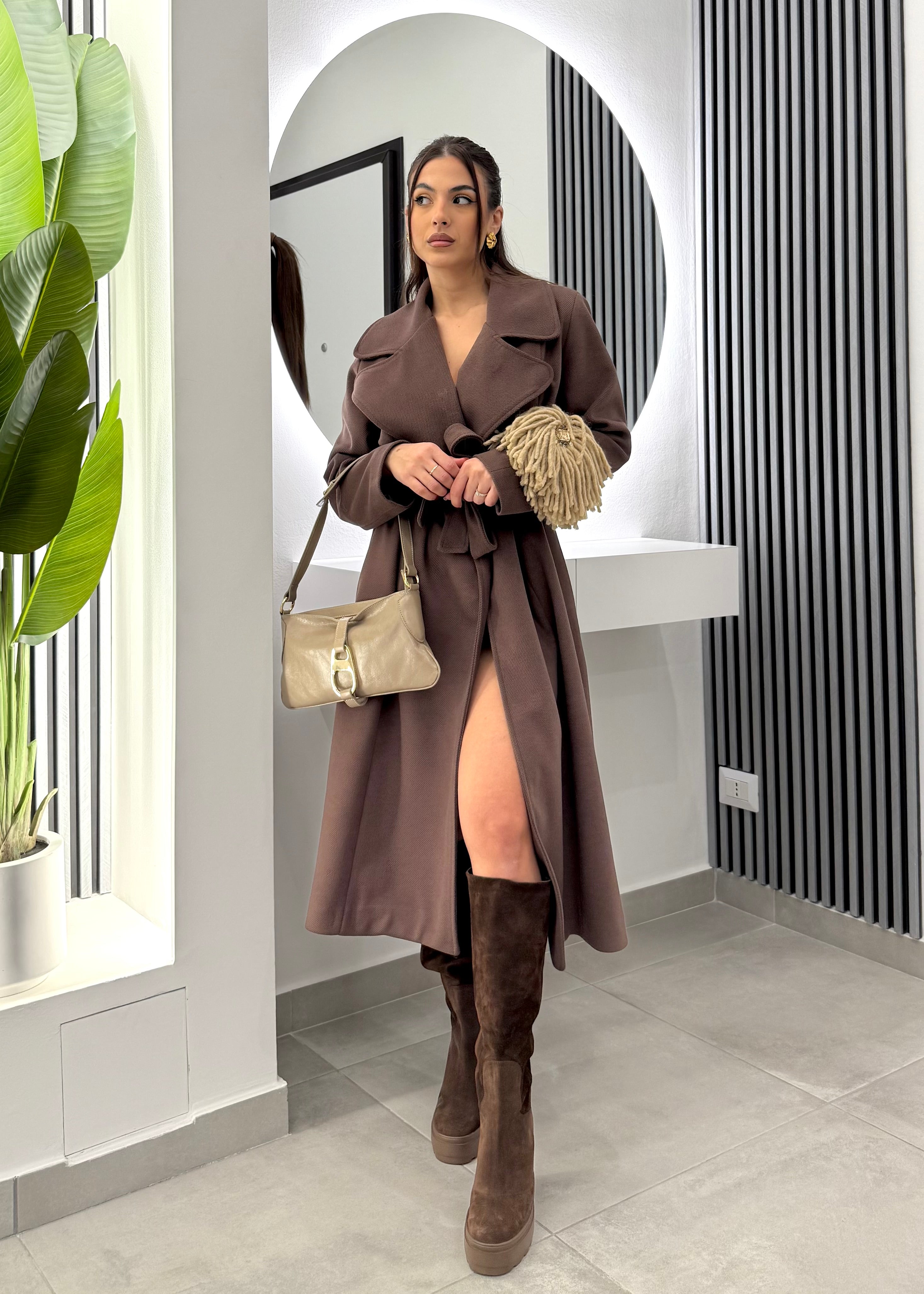 D'Elle Giulia Mastini - Cappotto Con Cintura Marrone