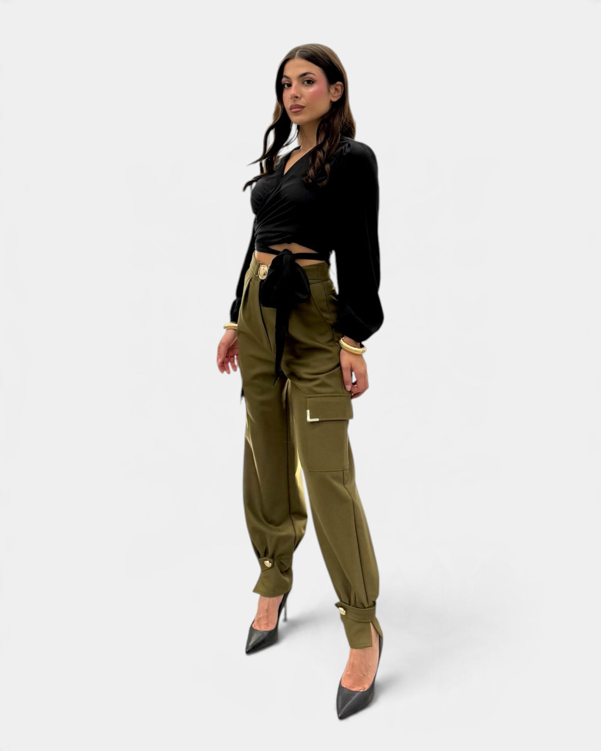 Koralline - Blusa Incrociata Nera