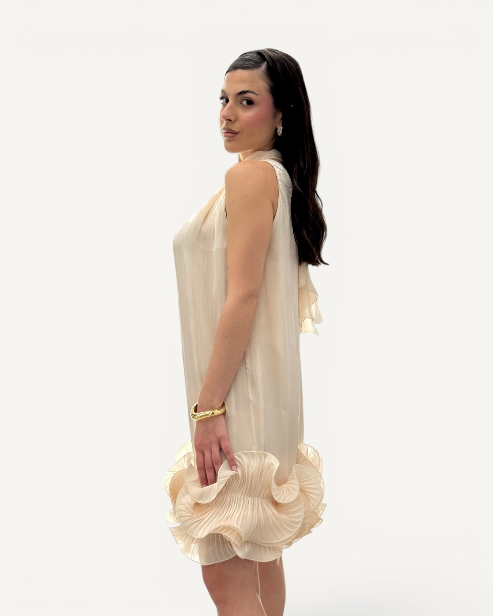 Hanita Couture – Abito Corto Rouches Vaniglia
