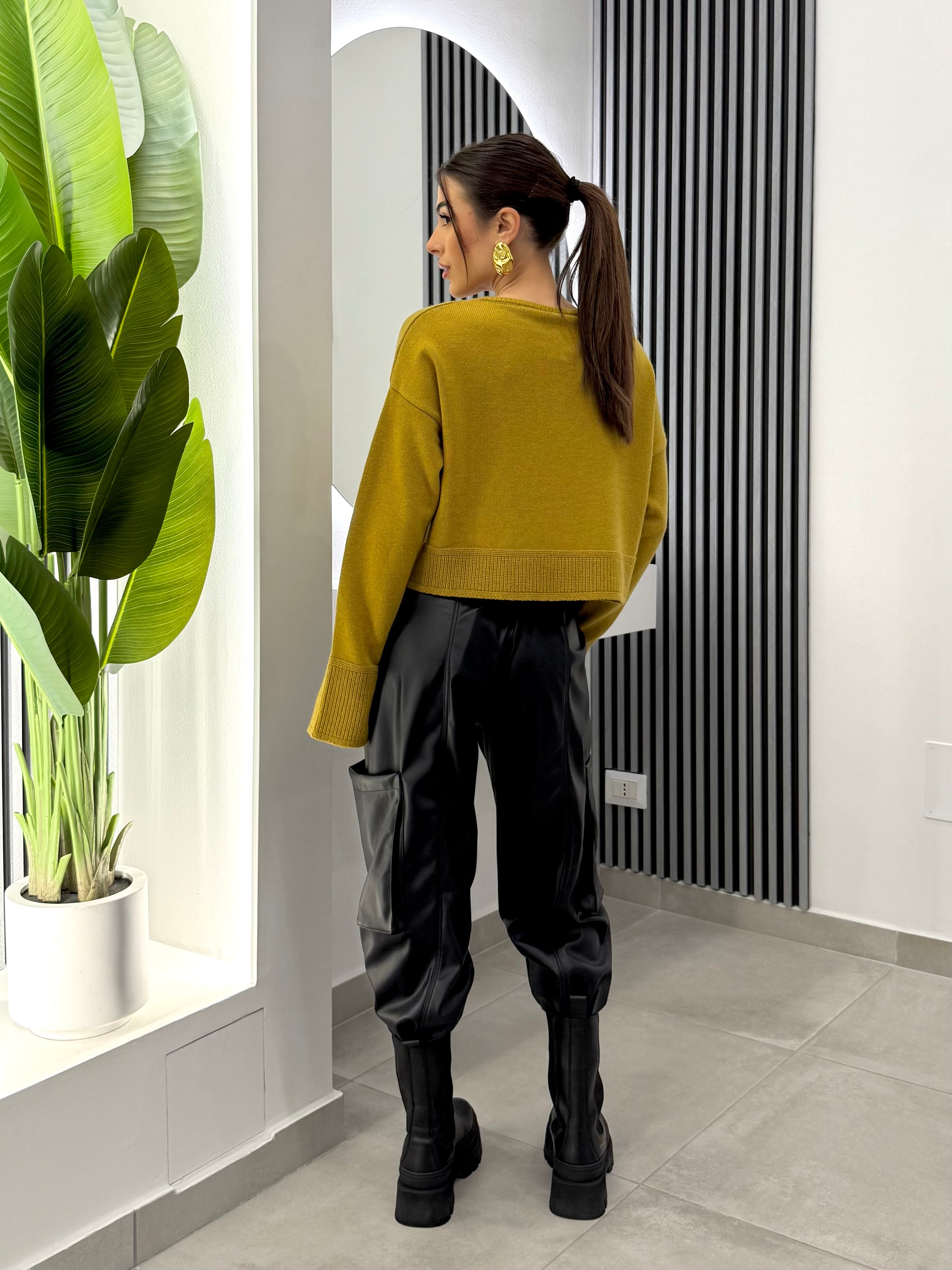 Club Crochet - Maglia Crop Senape