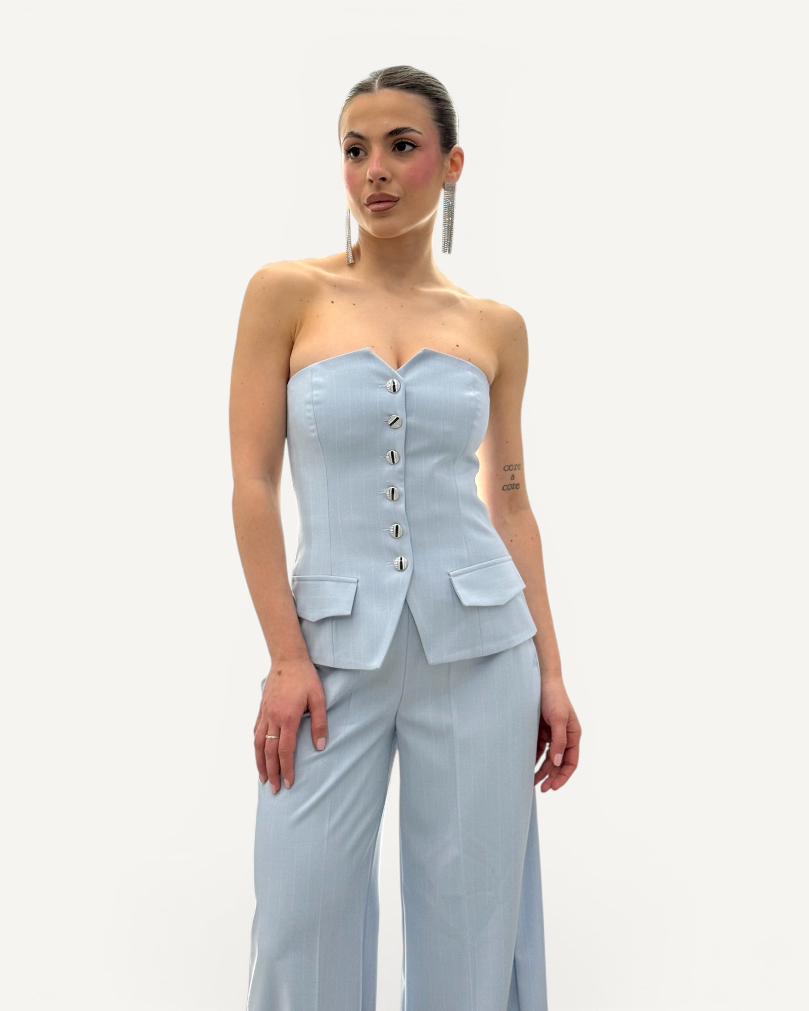 Silence Limited - Top Gessato Azzurro
