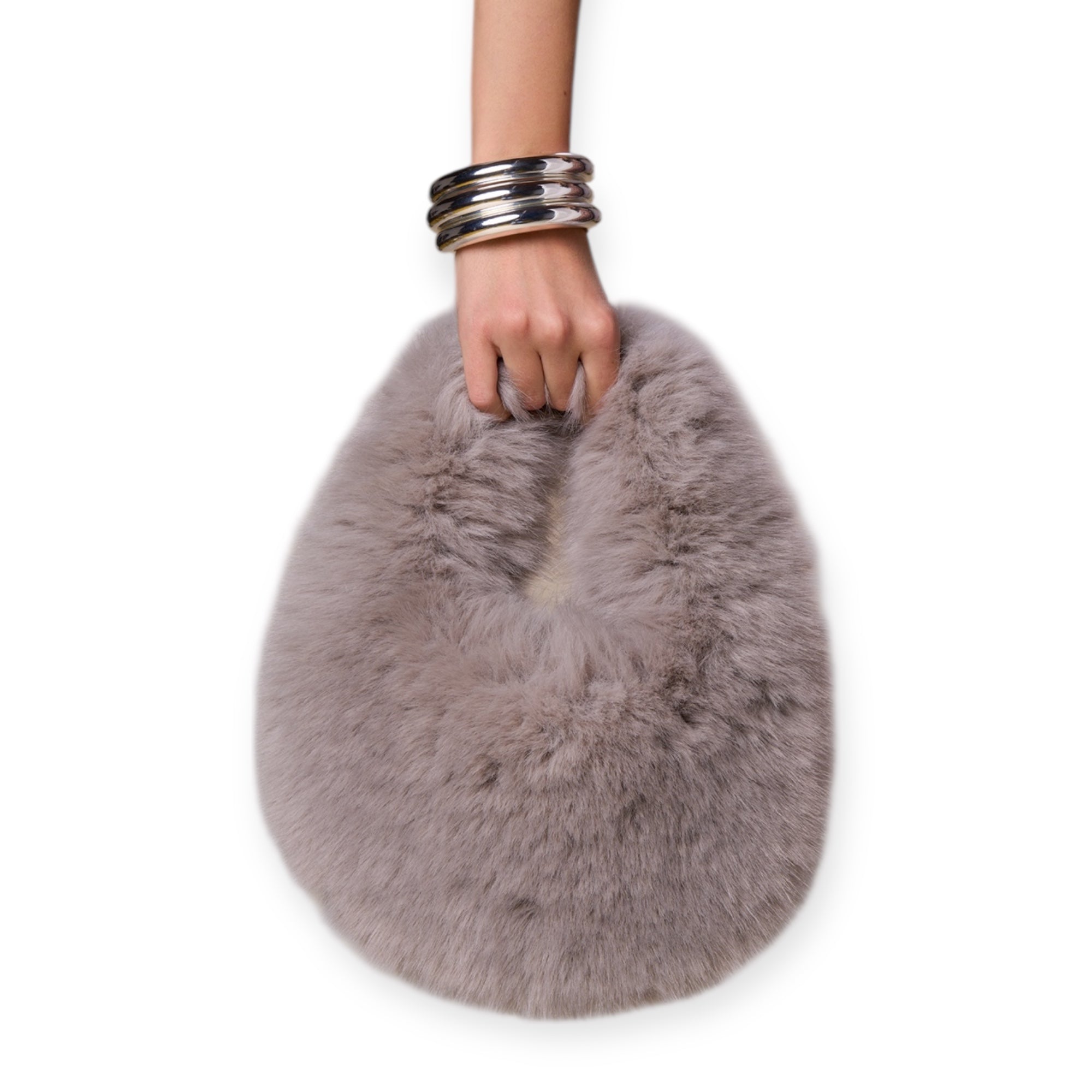 No Secrets - Faux Fur Bag Un Manico Grigia