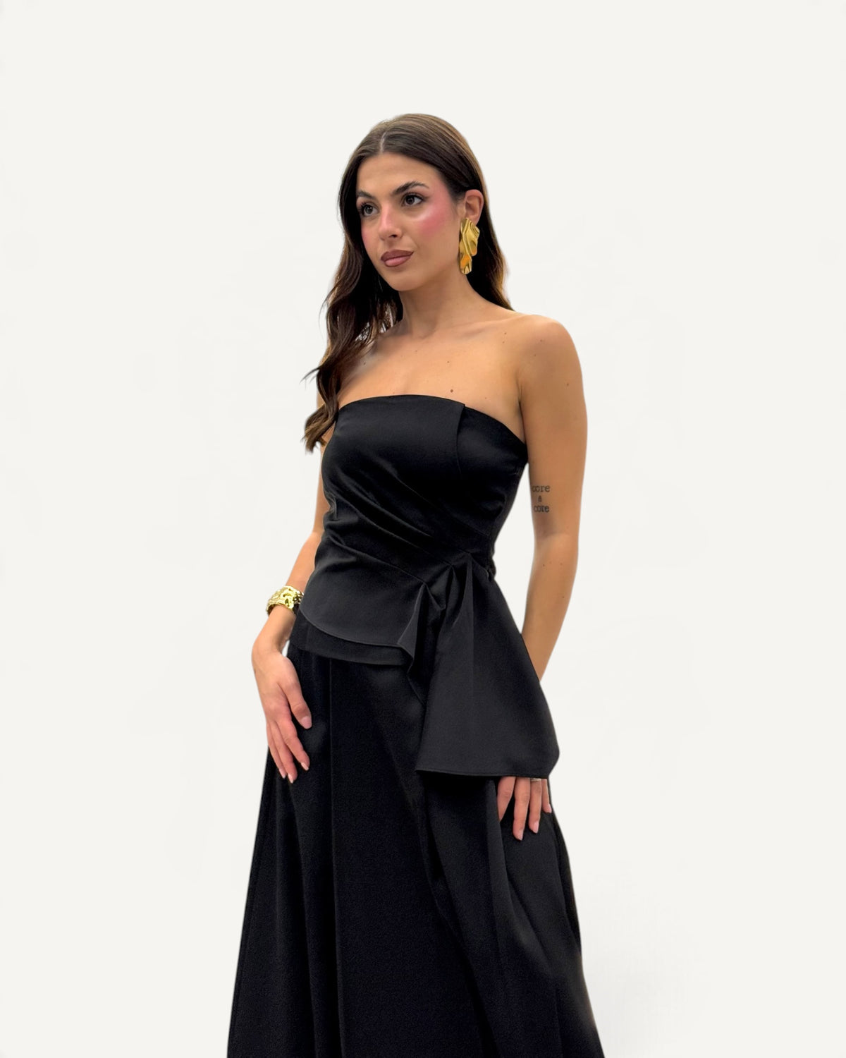 Koralline - Top Bustier in Raso Nero