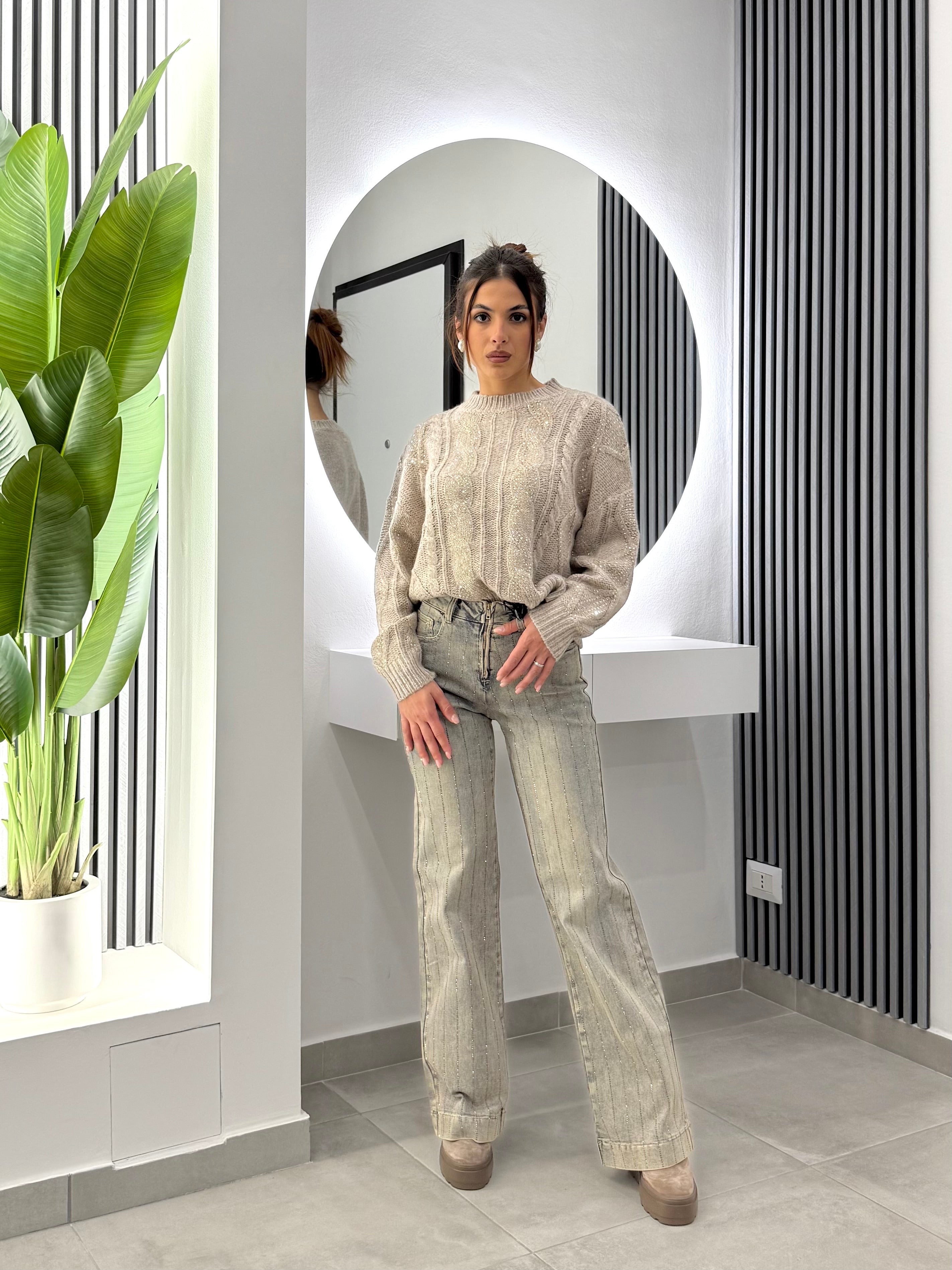 No Secrets - Jeans Righe Diamanti
