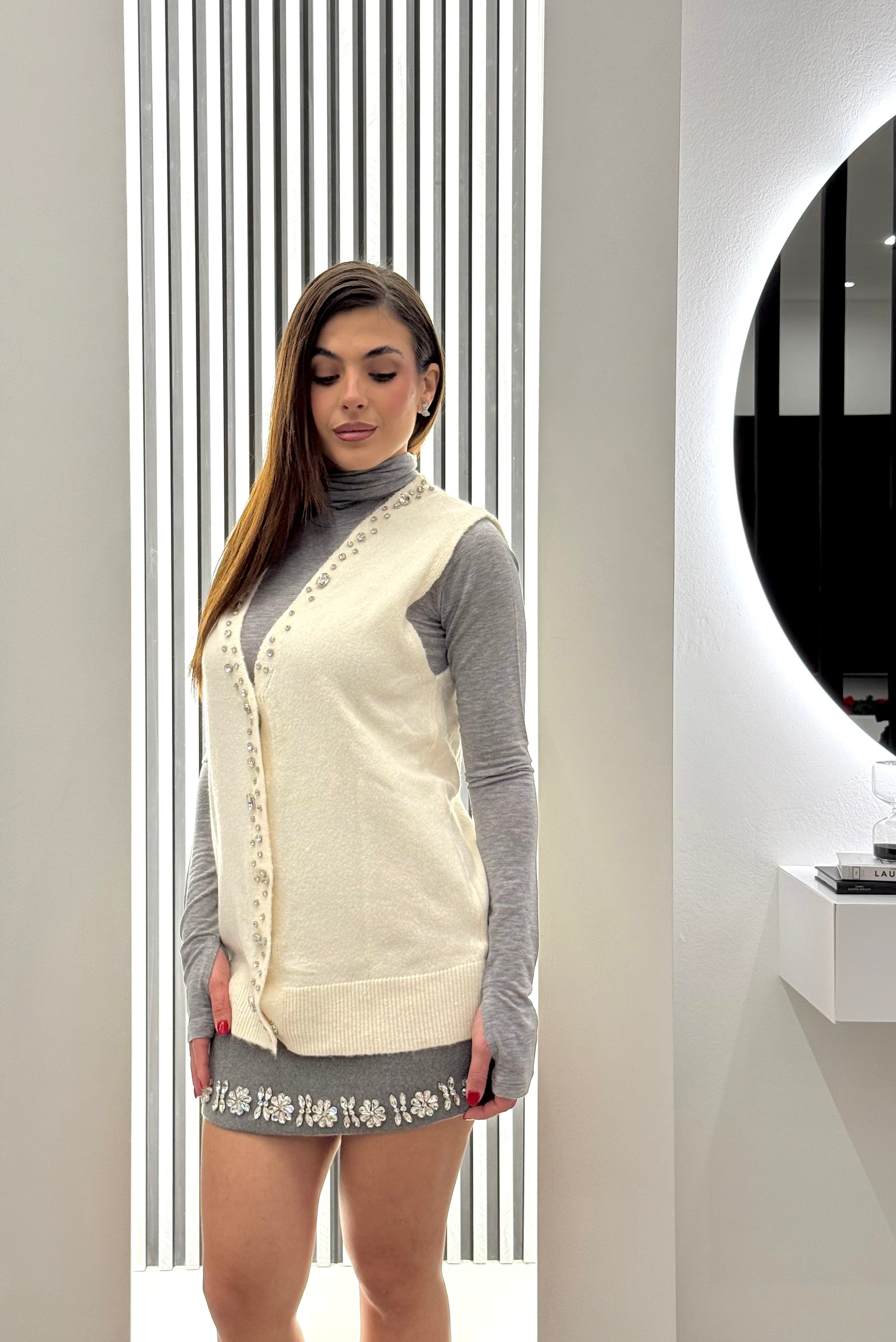 Koralline - Gilet Lungo con Strass