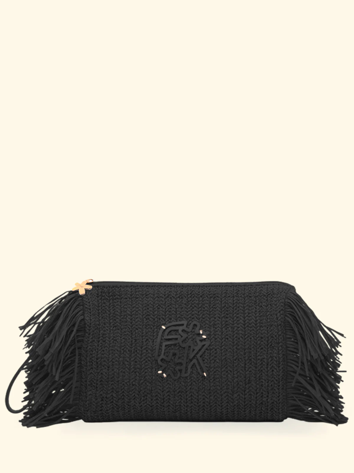 F**K - Maxi Pochette Paglia Frange e Zip SW0050-BK