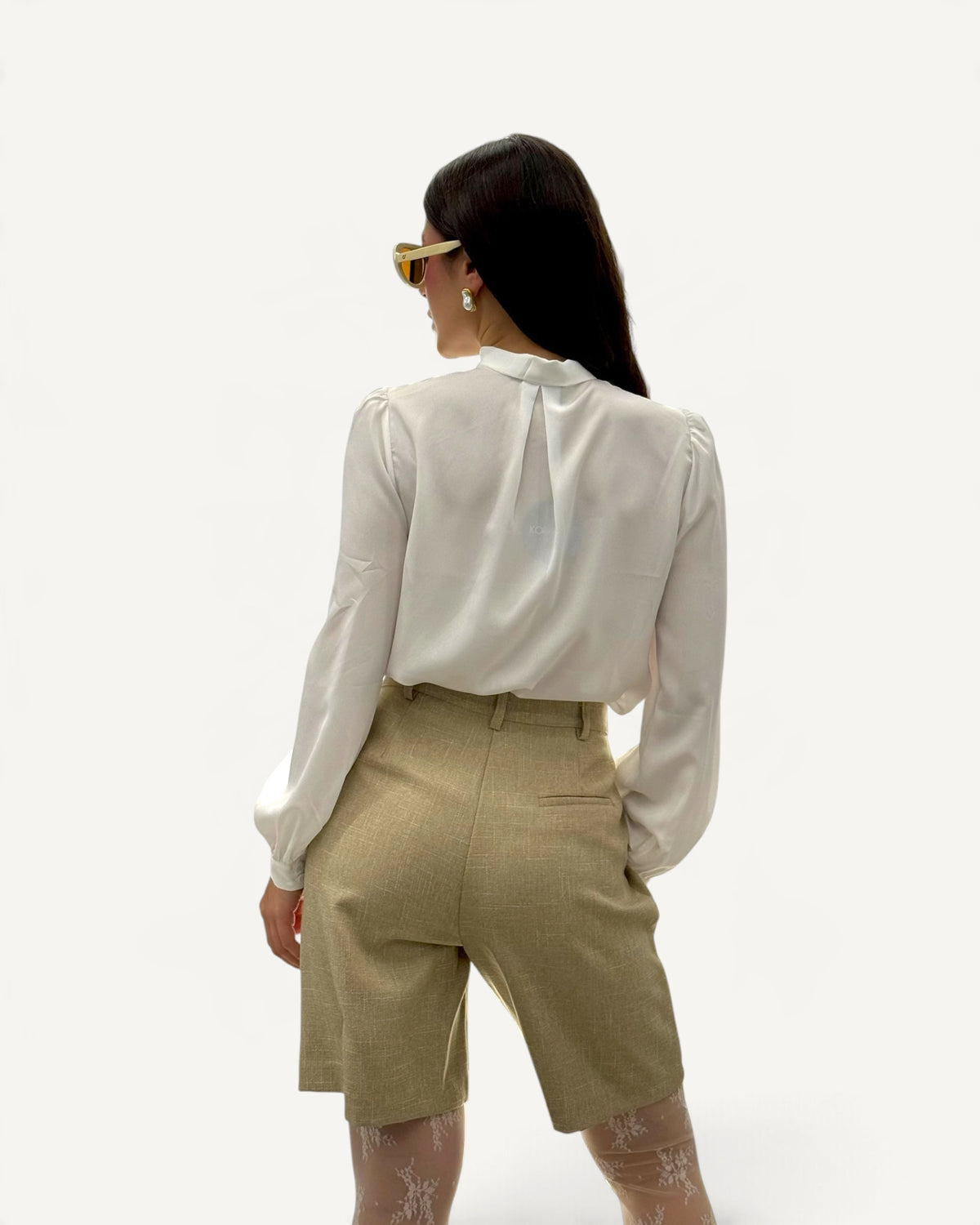 Koralline - Camicia con Fiocco al Collo Bianca