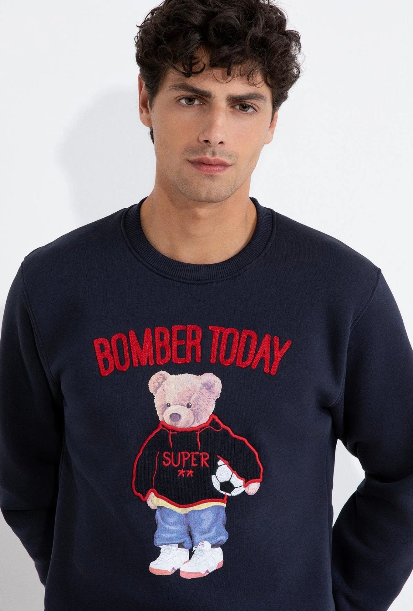 Superculture - Felpa Girocollo "Bomber Today" Blu