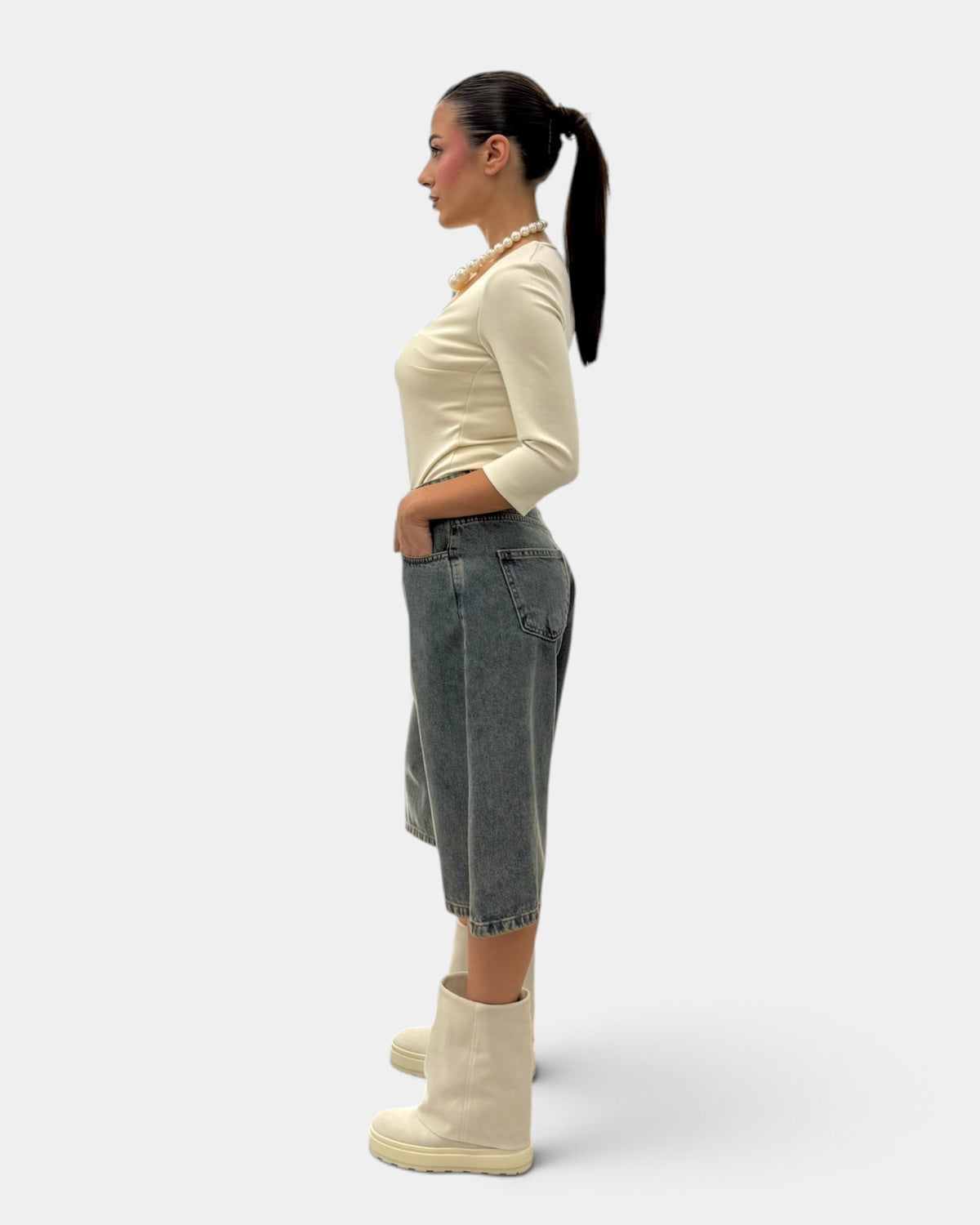 Silence Limited - Bermuda Jeans Denim Sabbiato