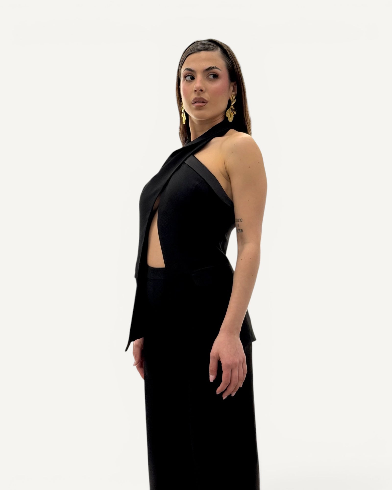 Hanita Couture – Gilet Smoking Nero ad Incrocio