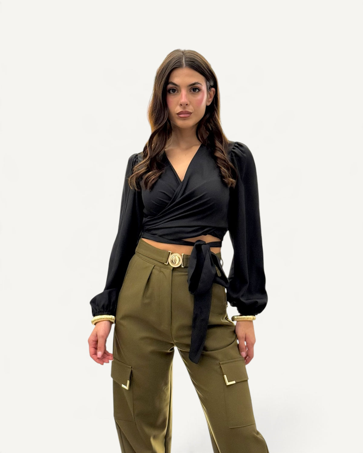 Koralline - Blusa Incrociata Nera