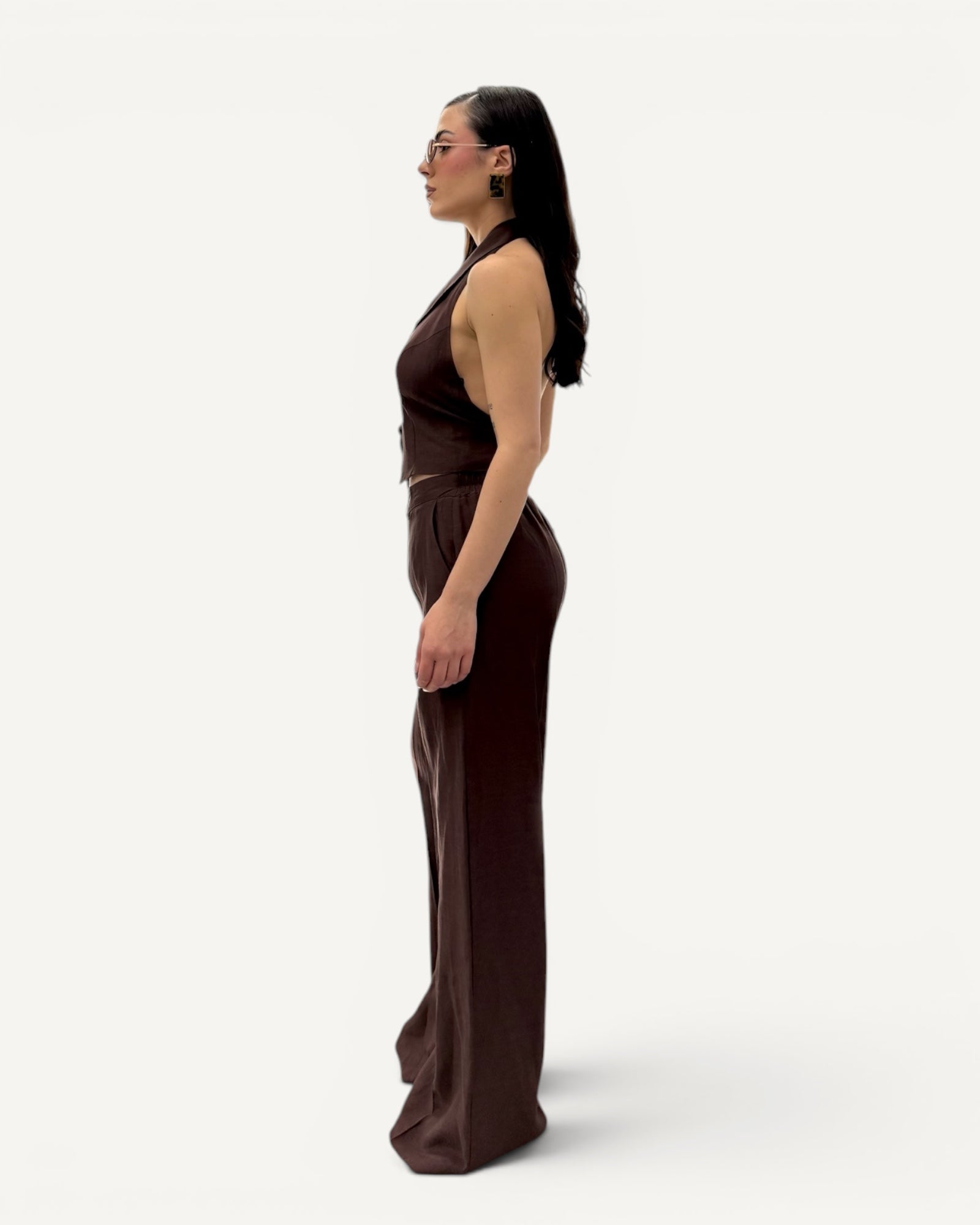 Hanita Couture – Pantalone Palazzo Ebano a Vita Alta
