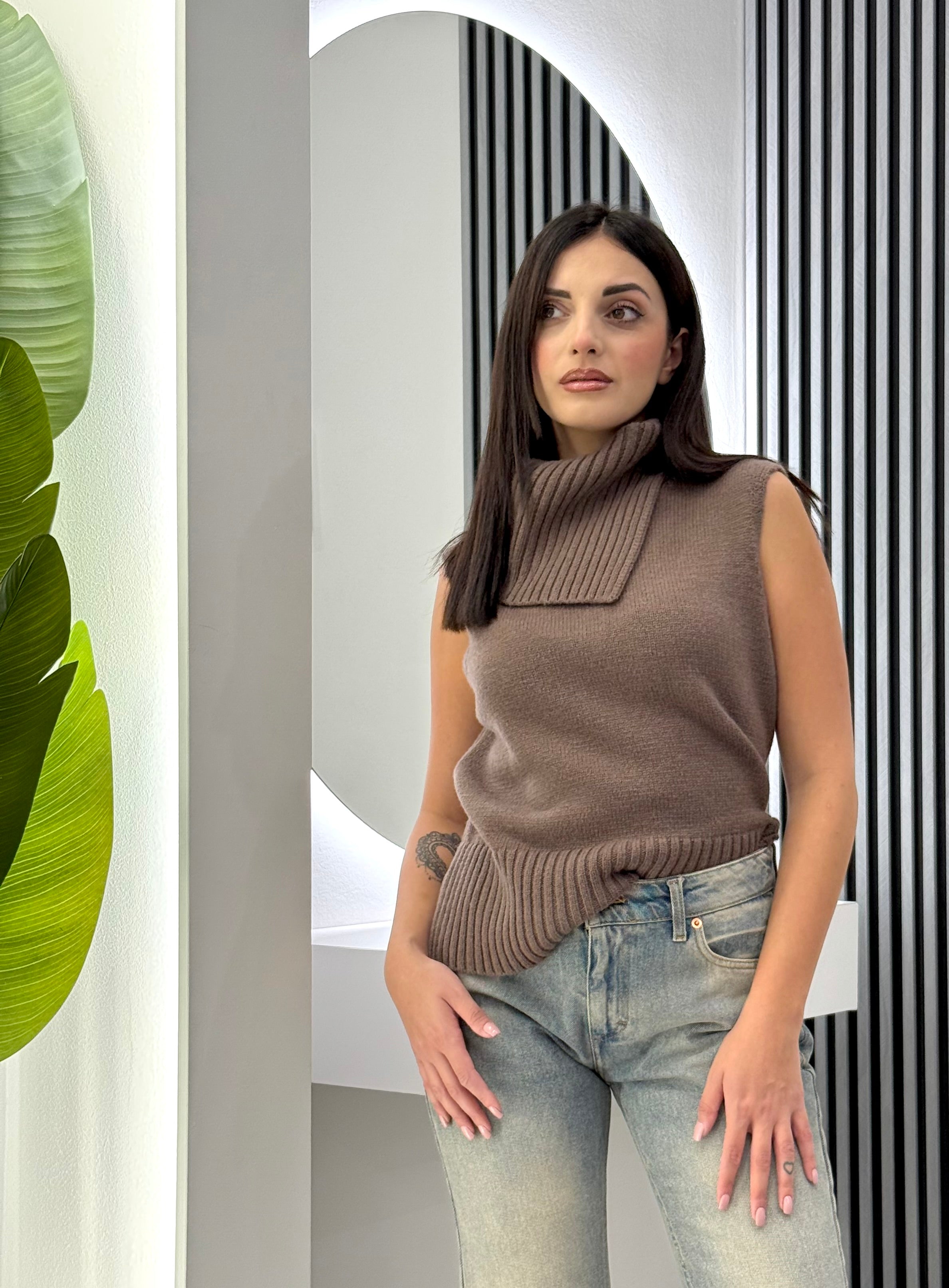 Club Crochet - Gilet Collo Rovesciato