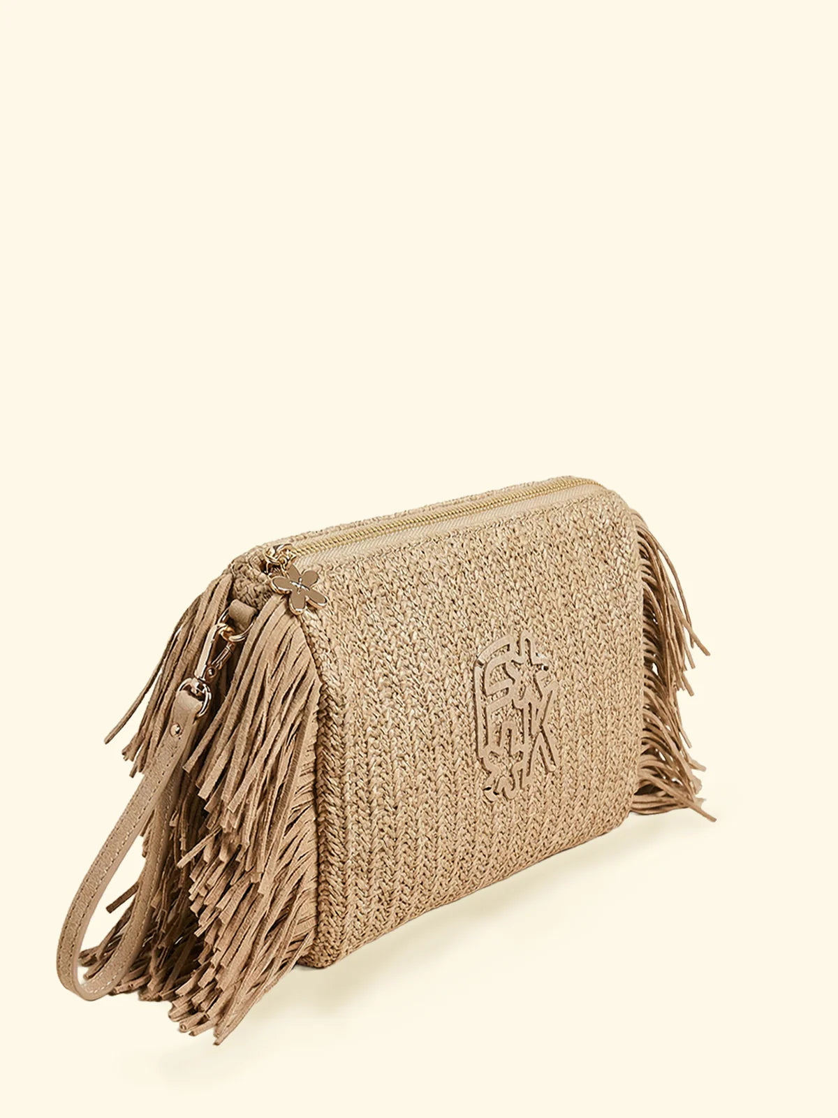 F**K - Maxi Pochette Paglia Frange e Zip SW0050-BG