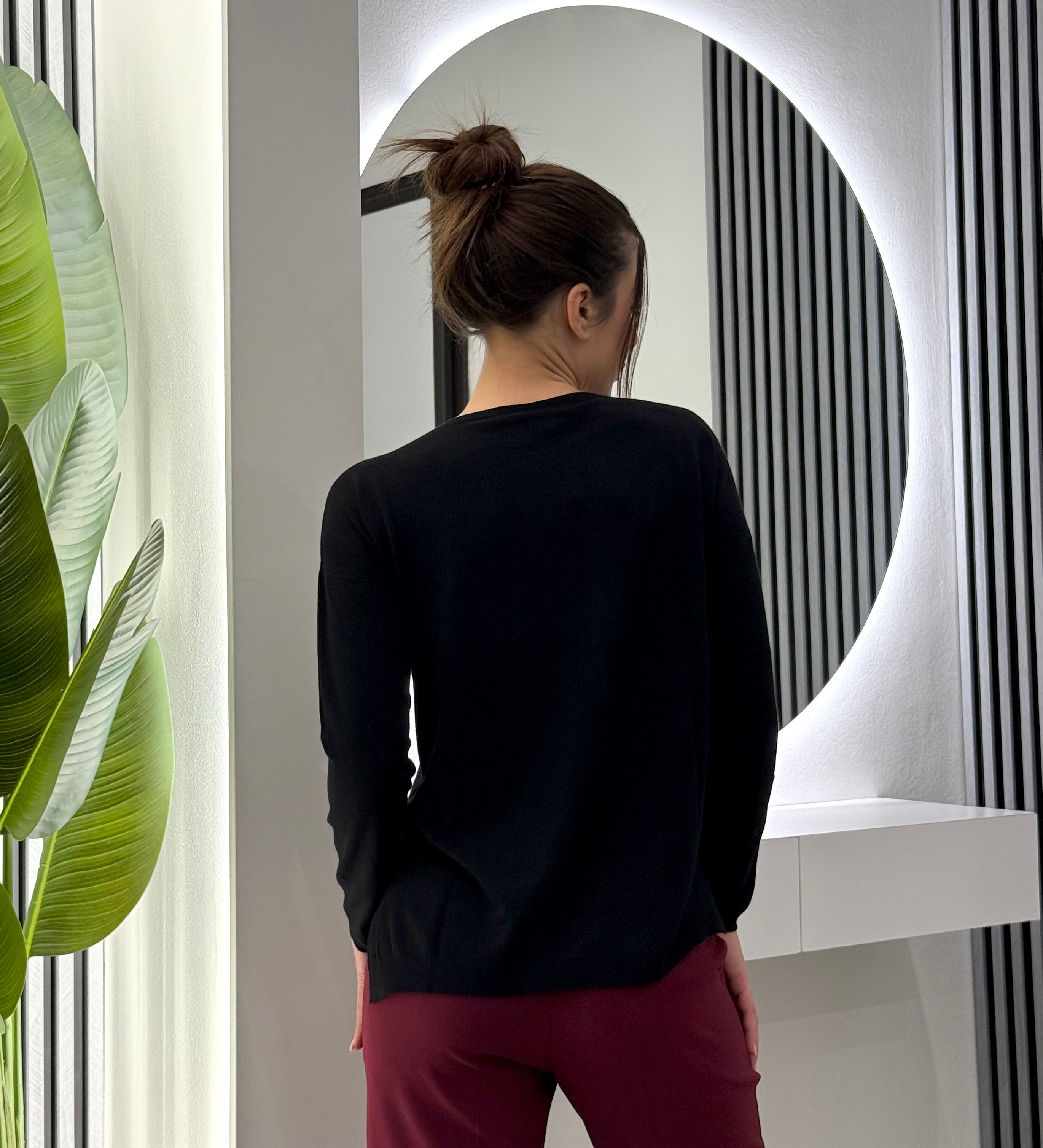 Kontatto - Maglia Spacchi Laterali Nera