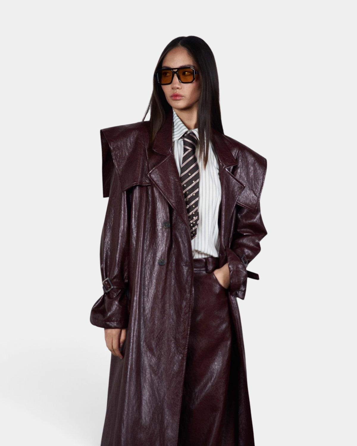 D'Elle - Giulia Mastini - Trench in Ecopelle Bordeaux